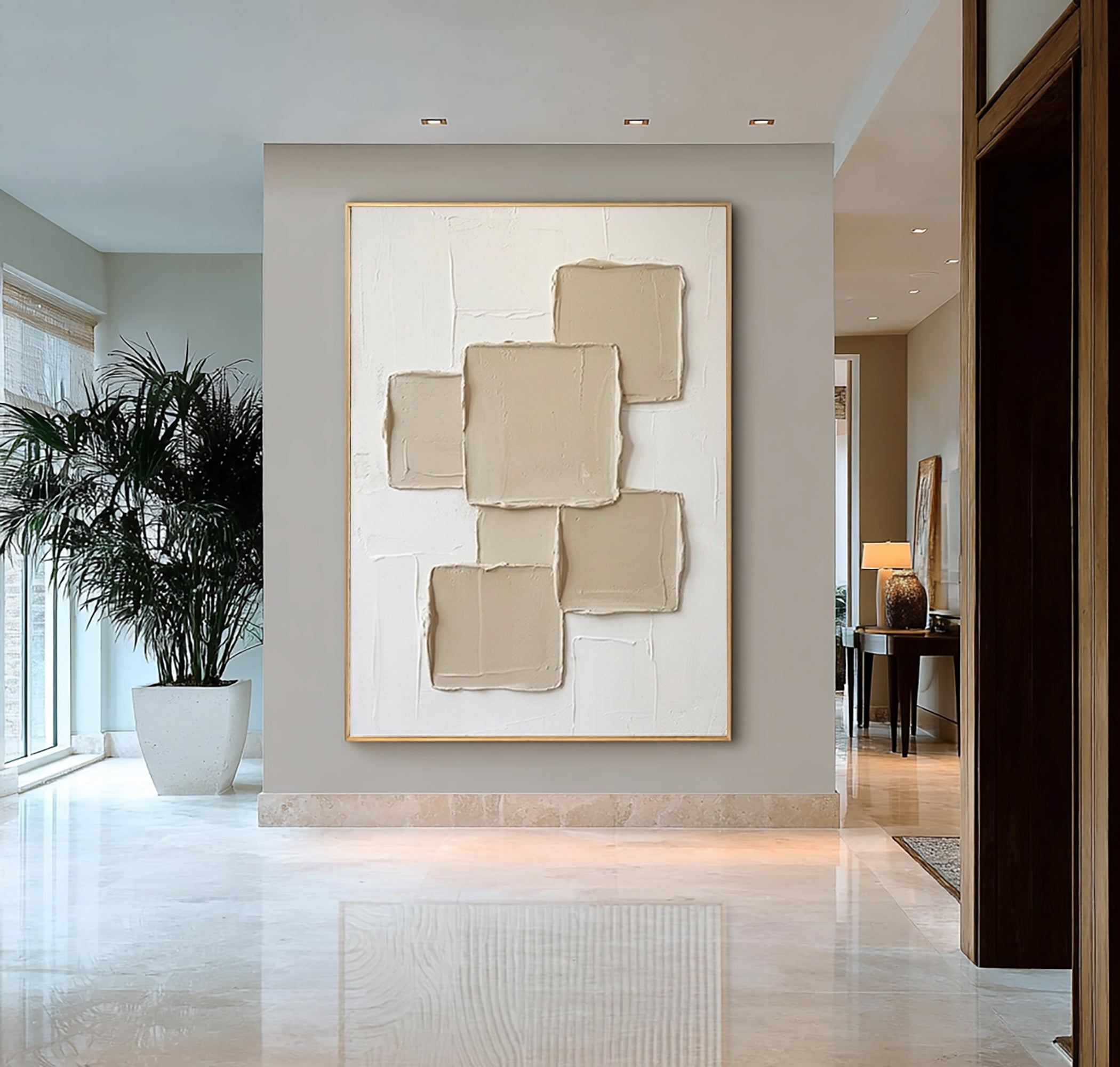 Large Architectural Relief Wall Art Modern Neutral Canvas Painting