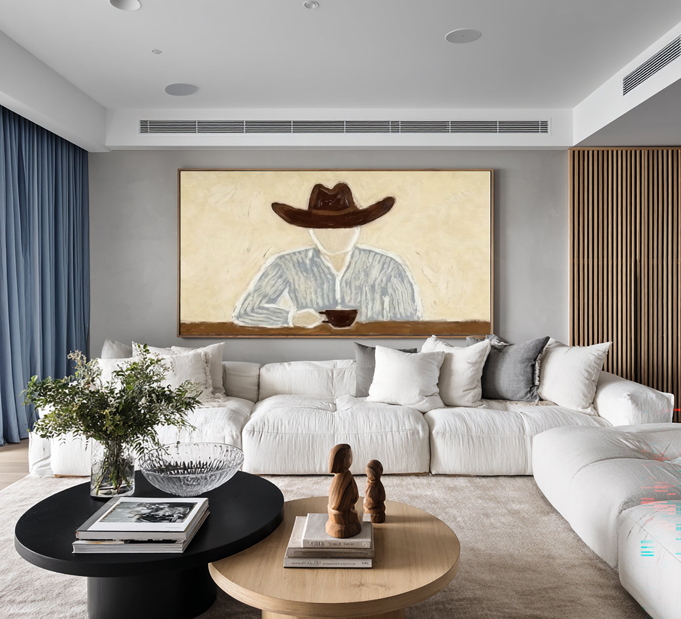 Gallery Style Western Portrait Contemporary Neutral Painting | KeiraArt 