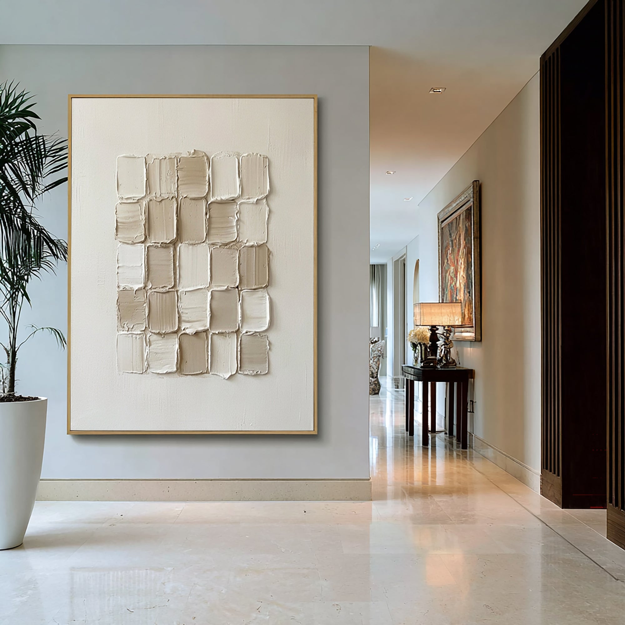 Large Neutral Sculptural Texture Painting Modern Minimalist Wall Art