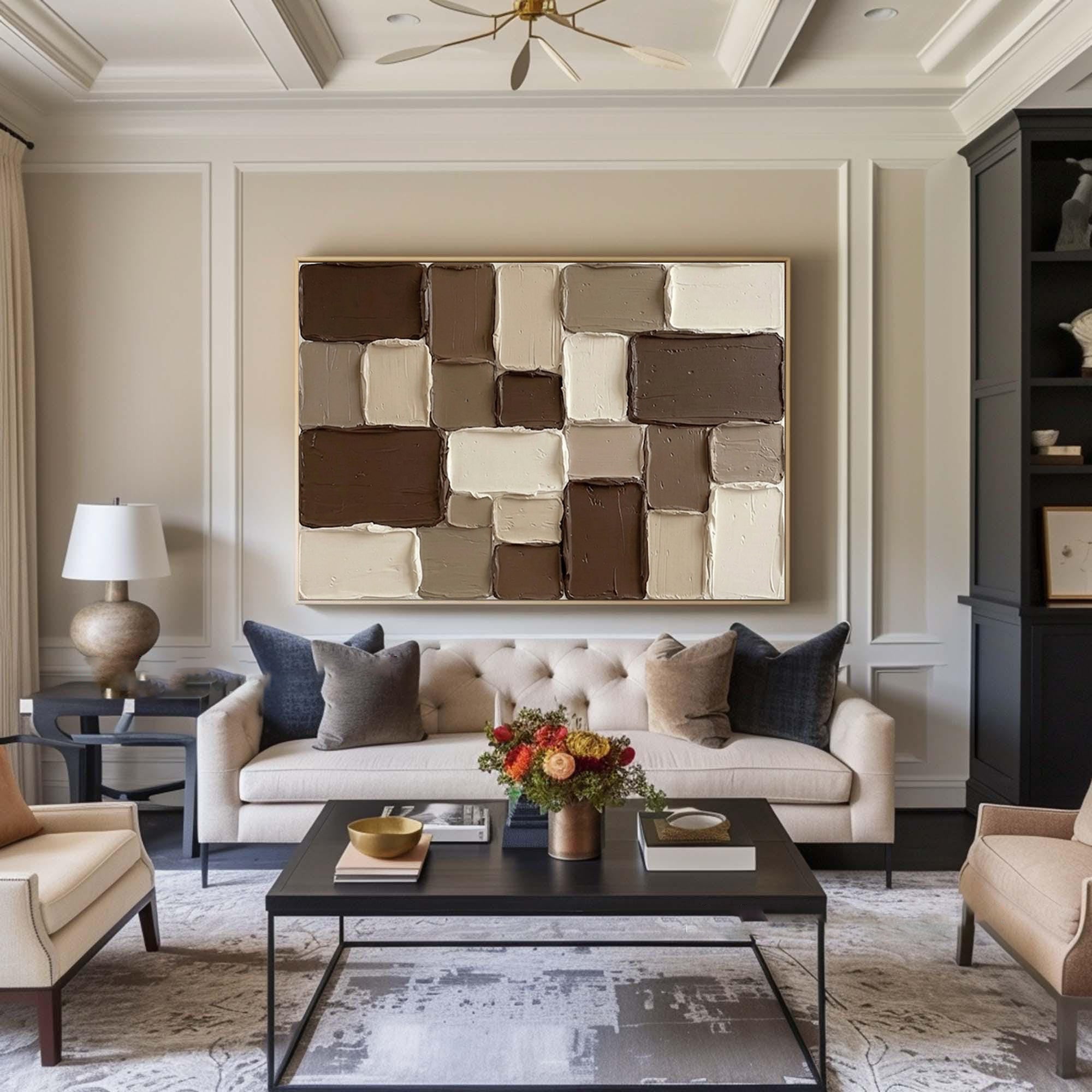 Large Neutral Block Texture Painting Contemporary Wall Art | KeiraArt