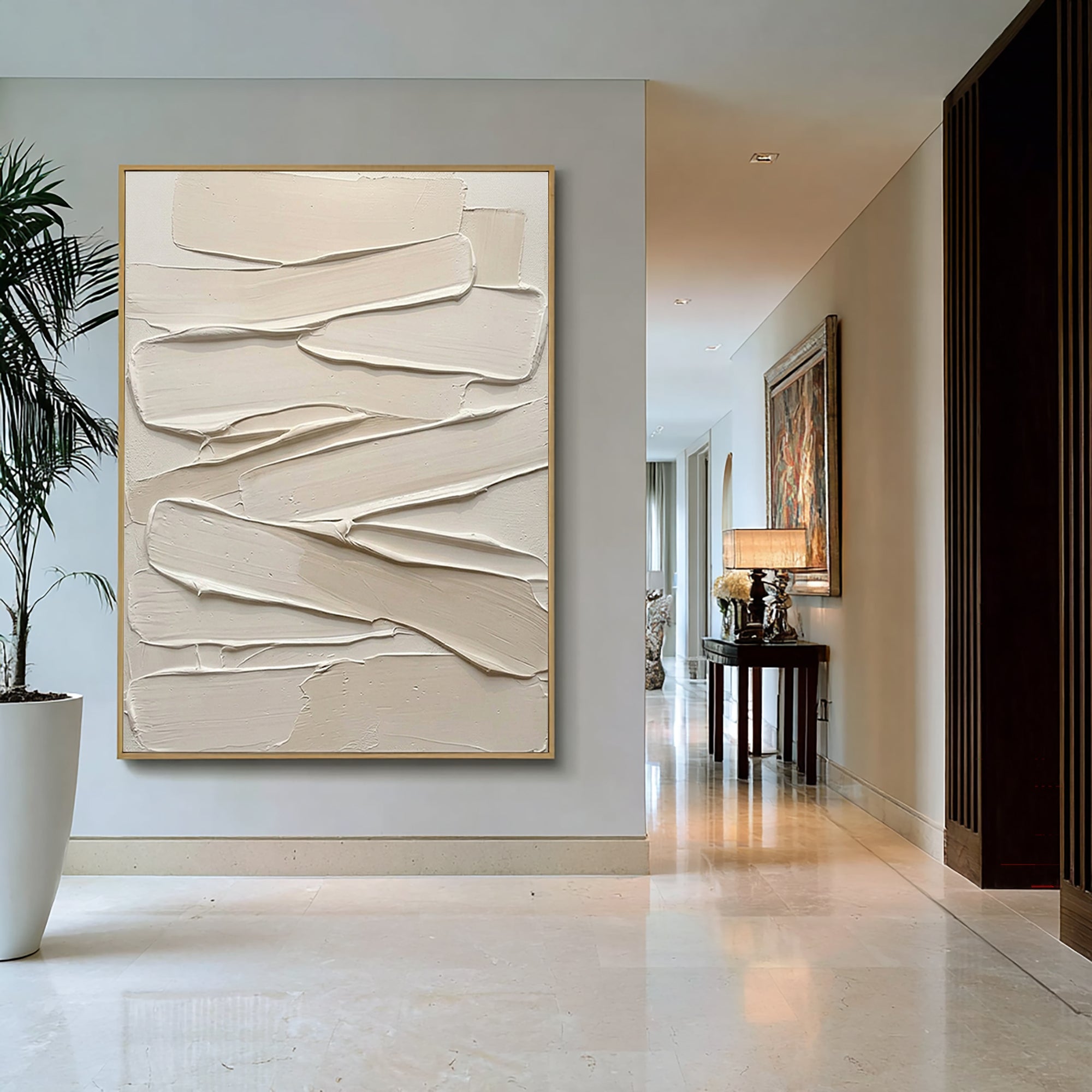 Large Modern Relief Texture Canvas Art Neutral Abstract Decor