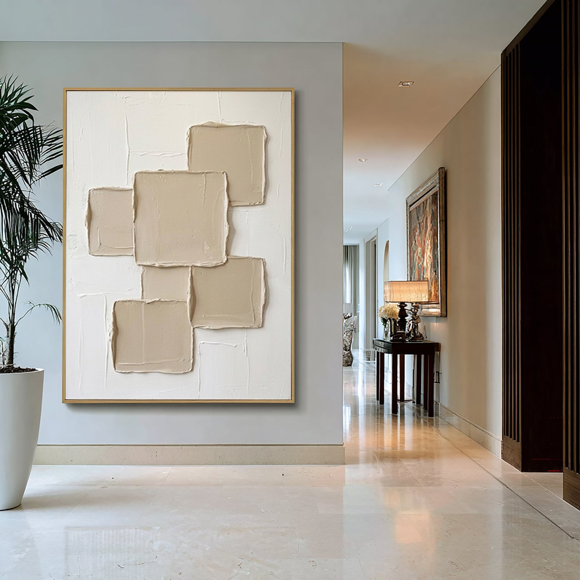 Large Architectural Relief Wall Art Modern Neutral Canvas Painting
