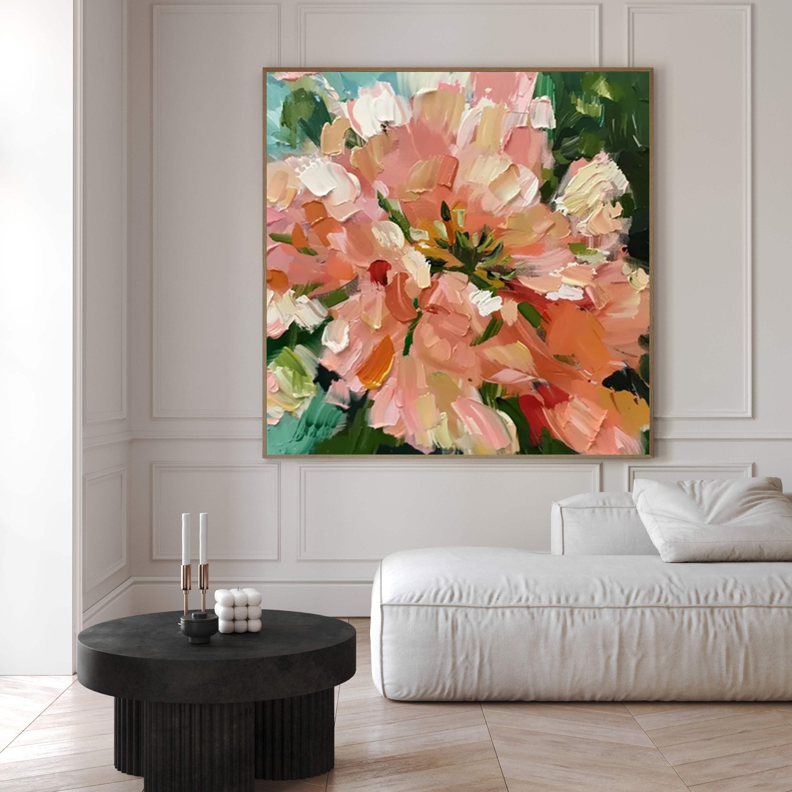 Vibrant Garden Floral Wall Art Modern Textured Flowers #FT 016