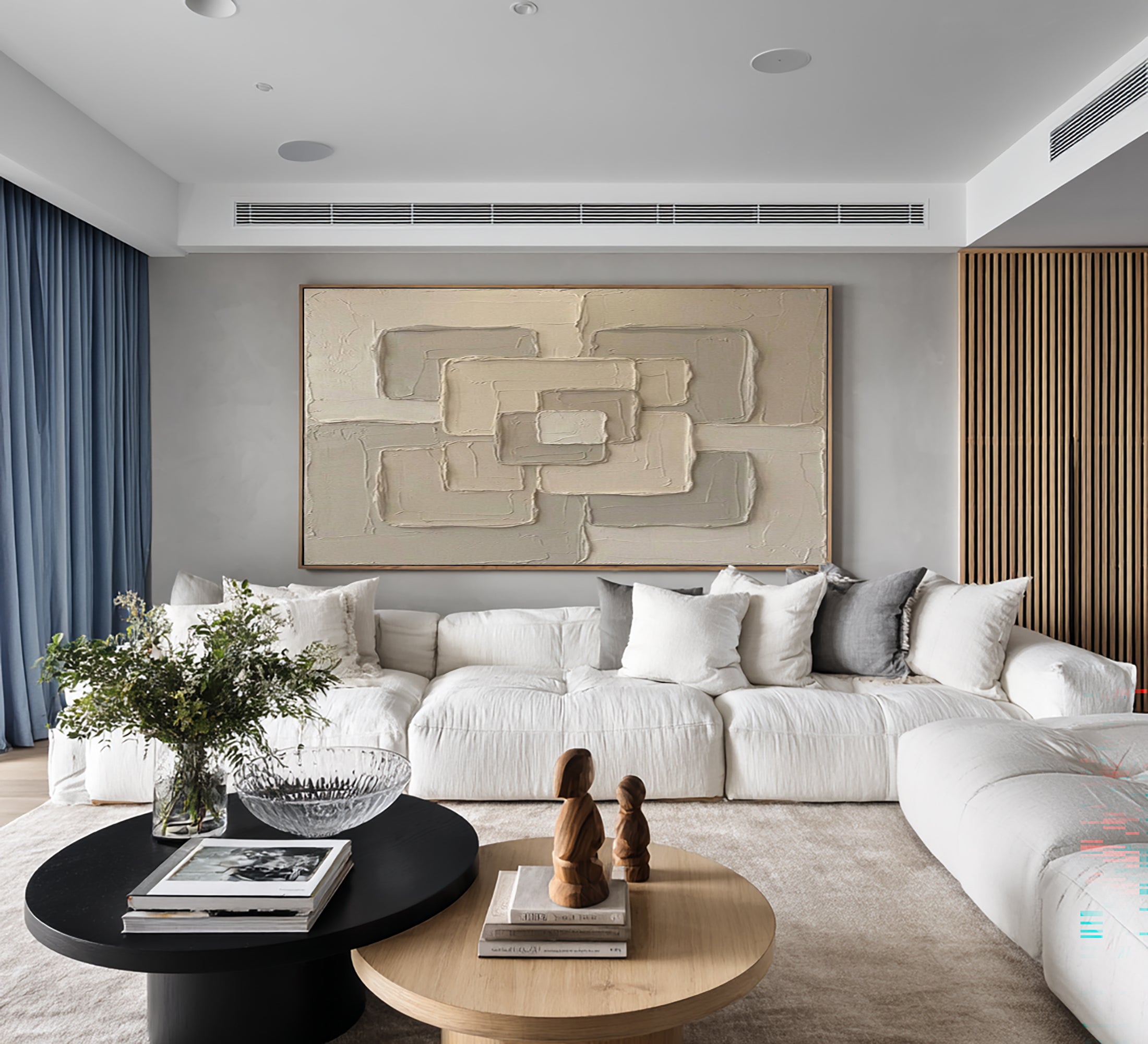 Large Sculptural Abstract Wall Art Hand Painted Neutral Texture Canvas | KeiraArt 