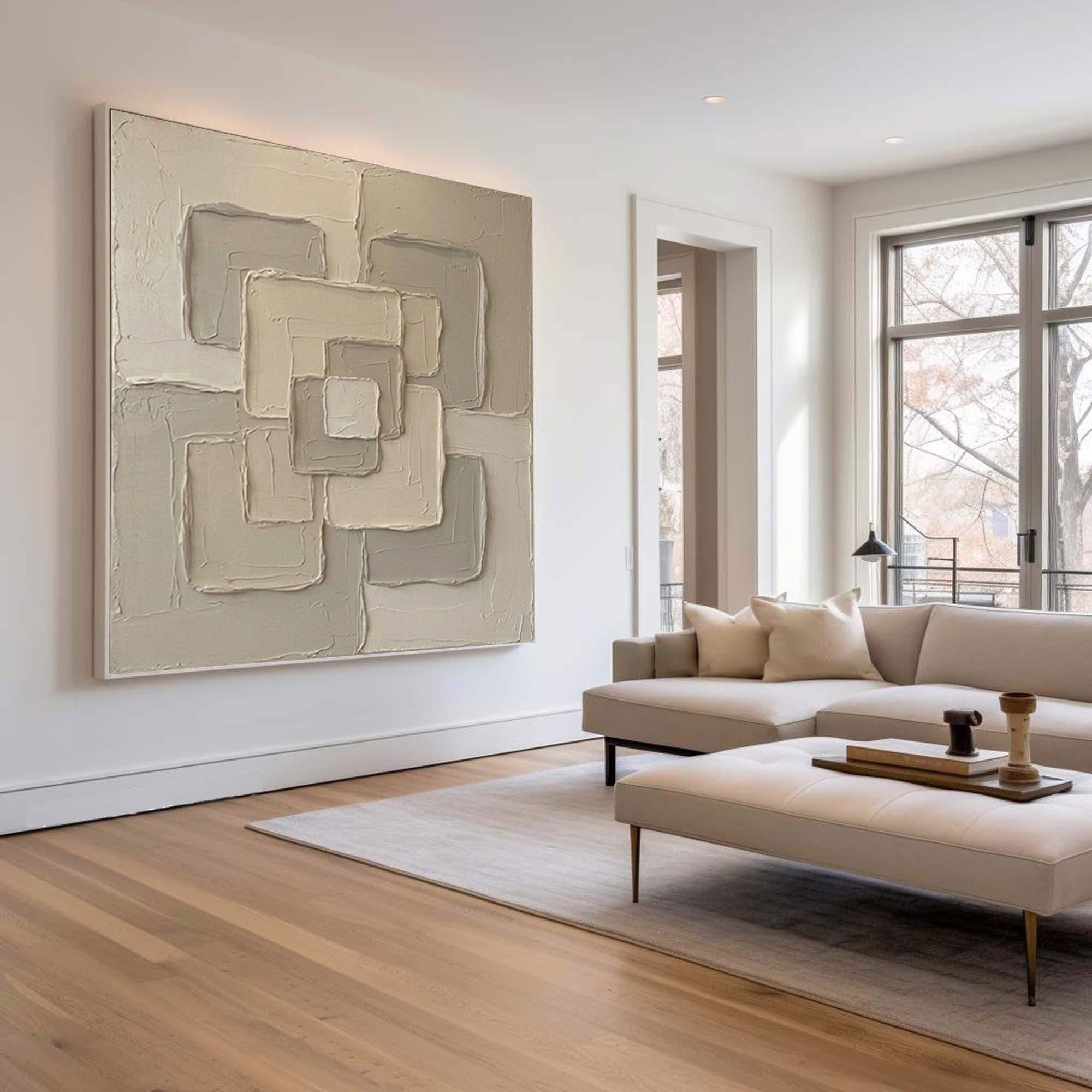 Large Infinite Connection Wall Art Neutral Sculptural Painting 