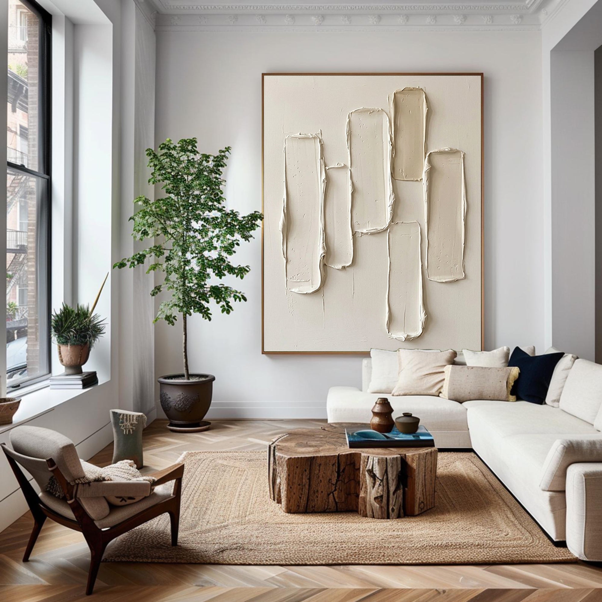 Large Luxury Textured Canvas Art Minimalist Neutral Abstract Painting