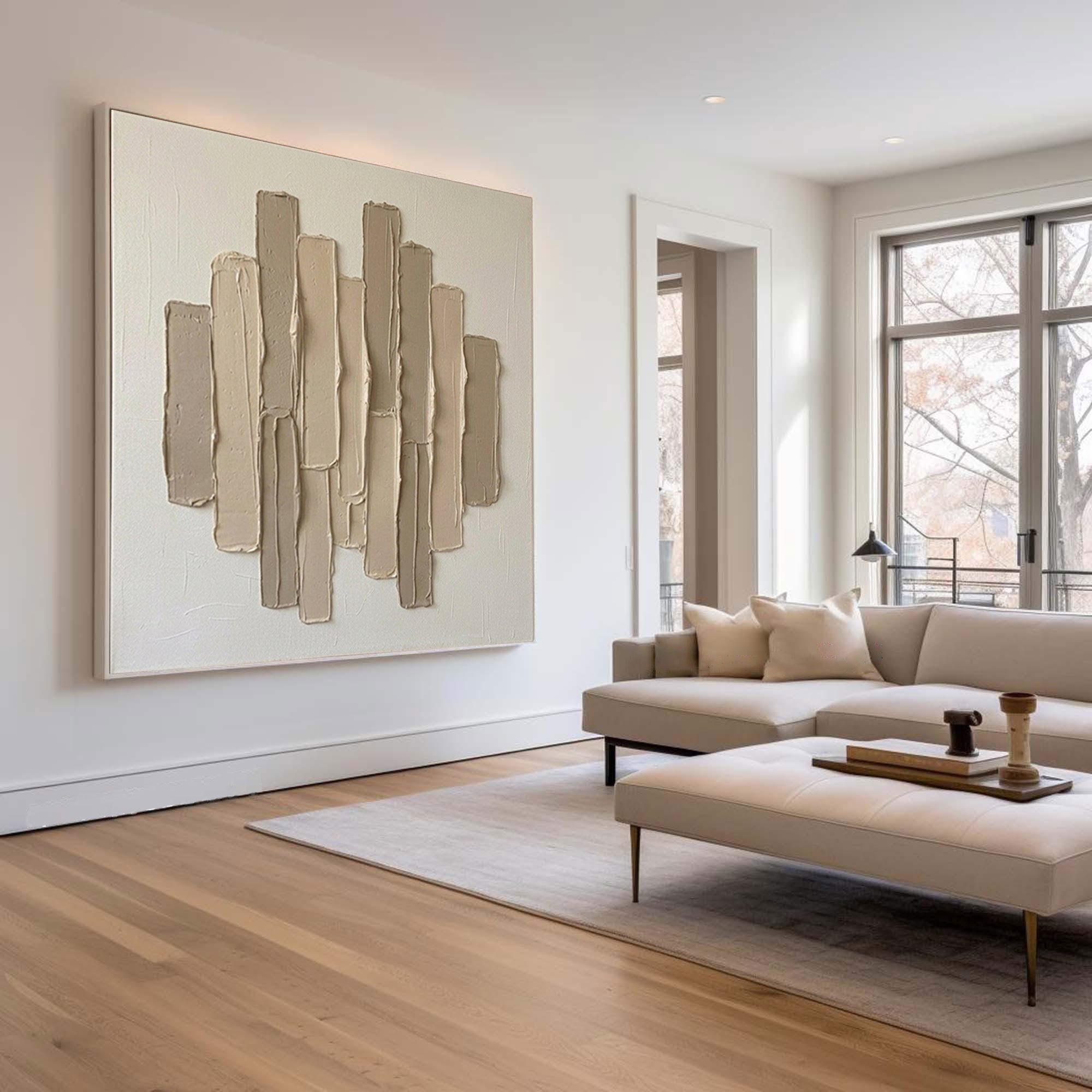 Large Vertical Rhythm Wall Art Contemporary Neutral Texture Painting