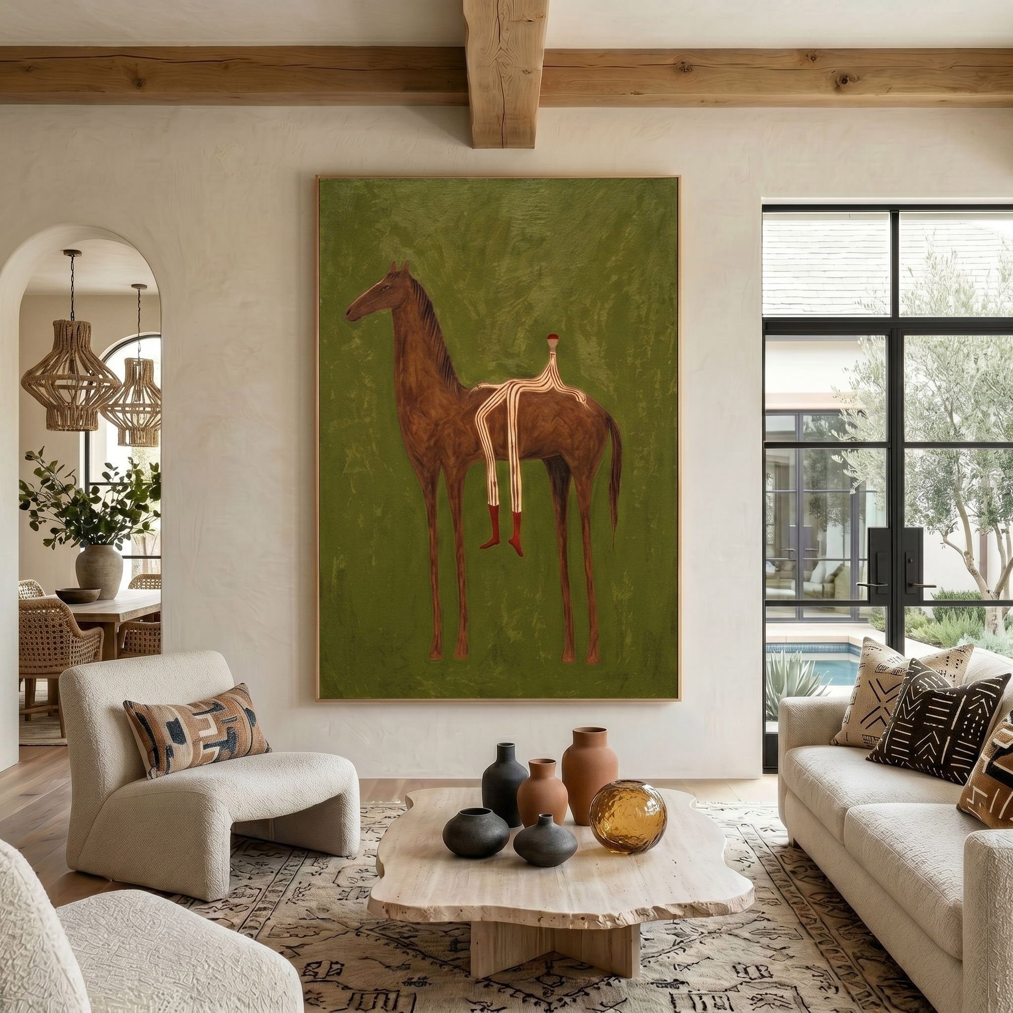 Large Cowboy Horse Wall Art Modern Western Contemporary Artwork