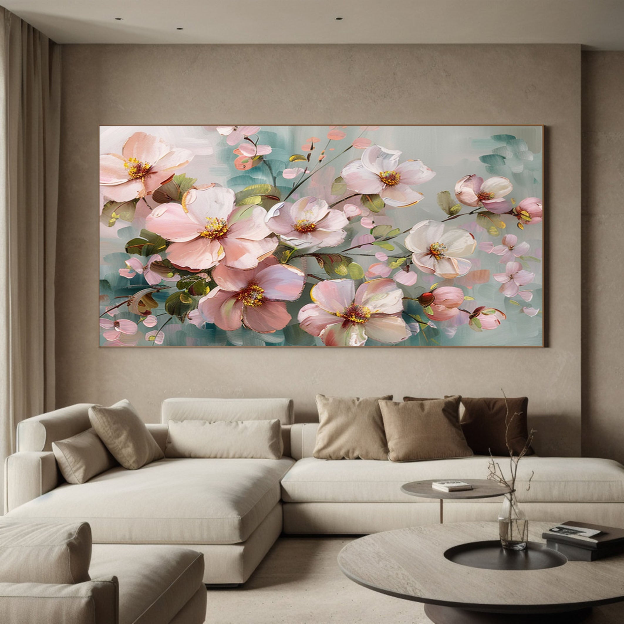 Summer Flowers Abstract Painting Bright Wall Decor #FT 011