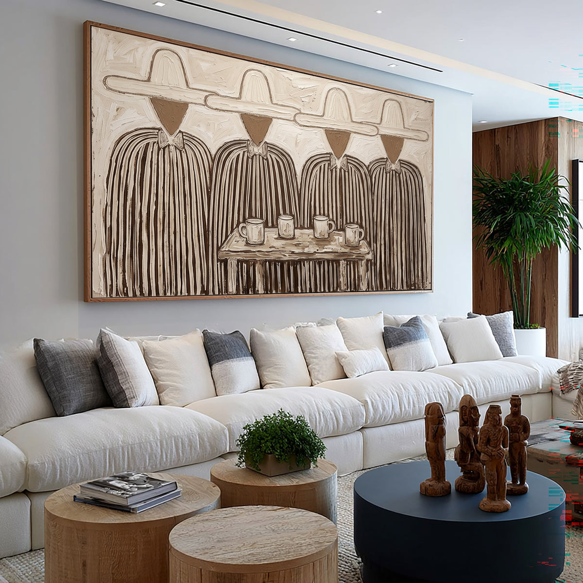 Southwestern Folk Art, Rustic Figurative Painting, Textured Wall Artwork