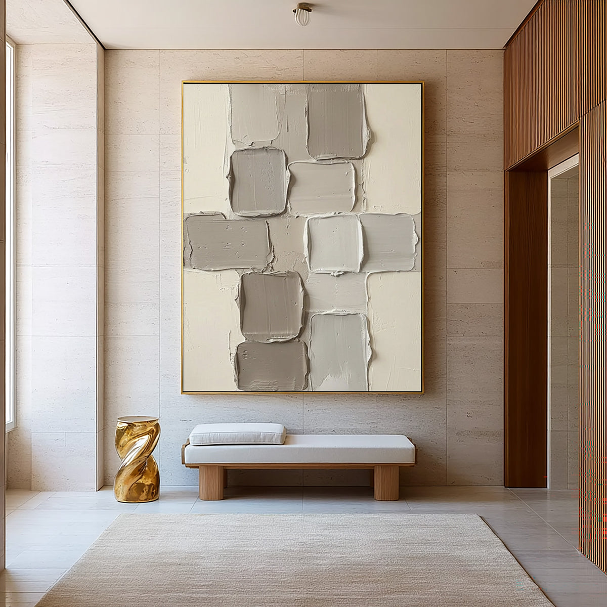 A Quiet Stack Of Structures Large Neutral Textured Abstract Wall Art Sculptural Relief Modern Architectural Decor