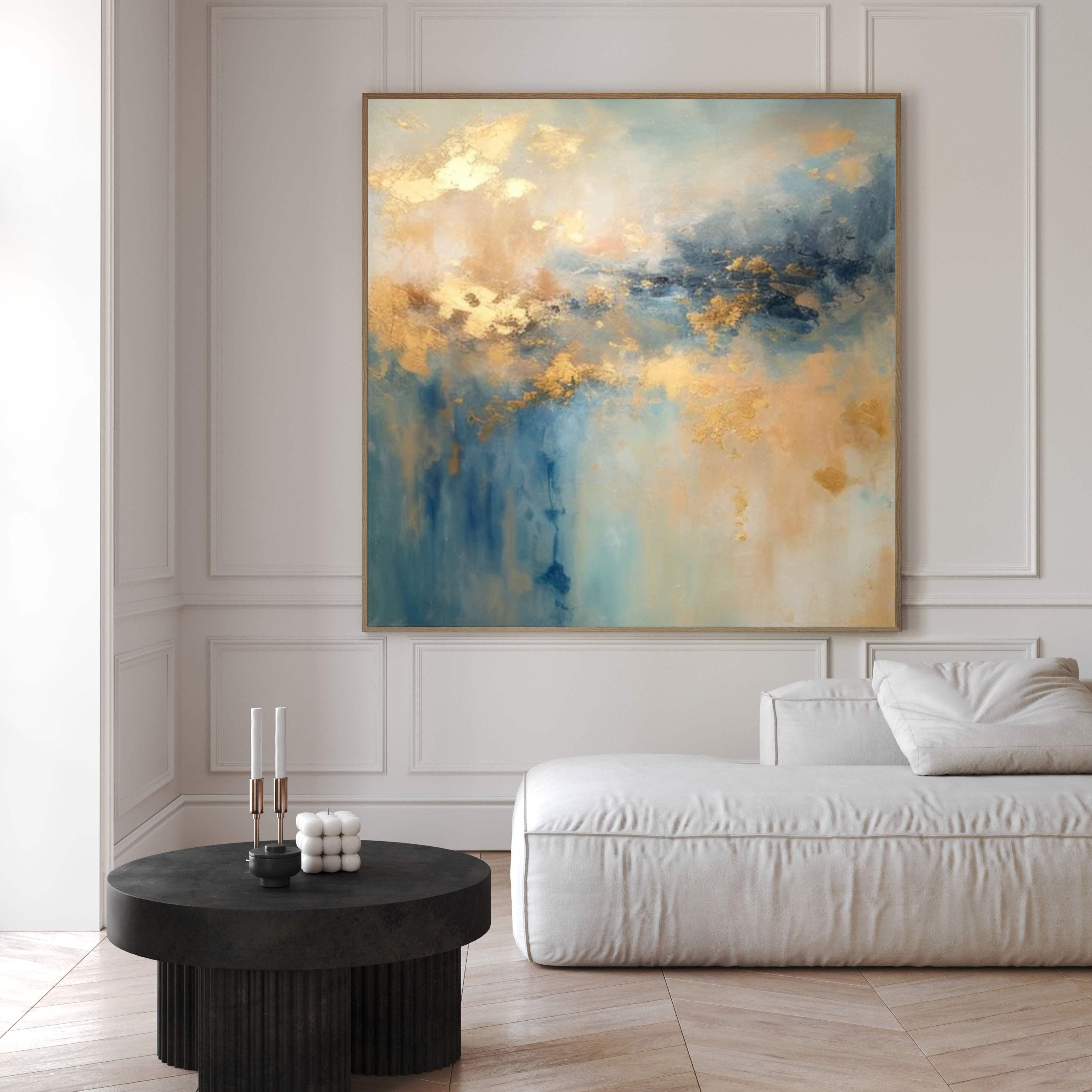 Luxury Abstract Art Blue and Gold Canvas Wall Decor #AP 067