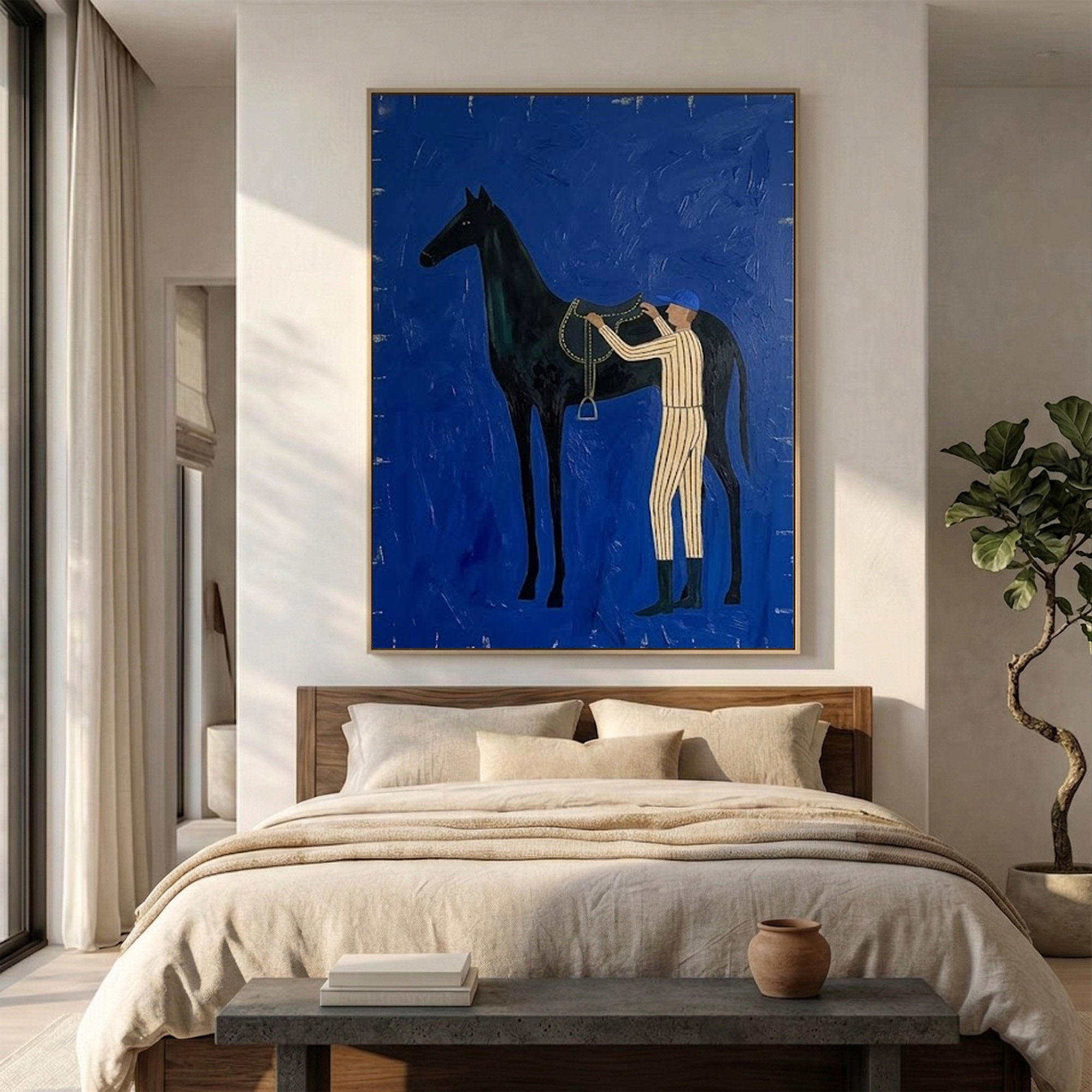 Large Cowboy Horse Wall Art Modern Western Horse Painting Artwork