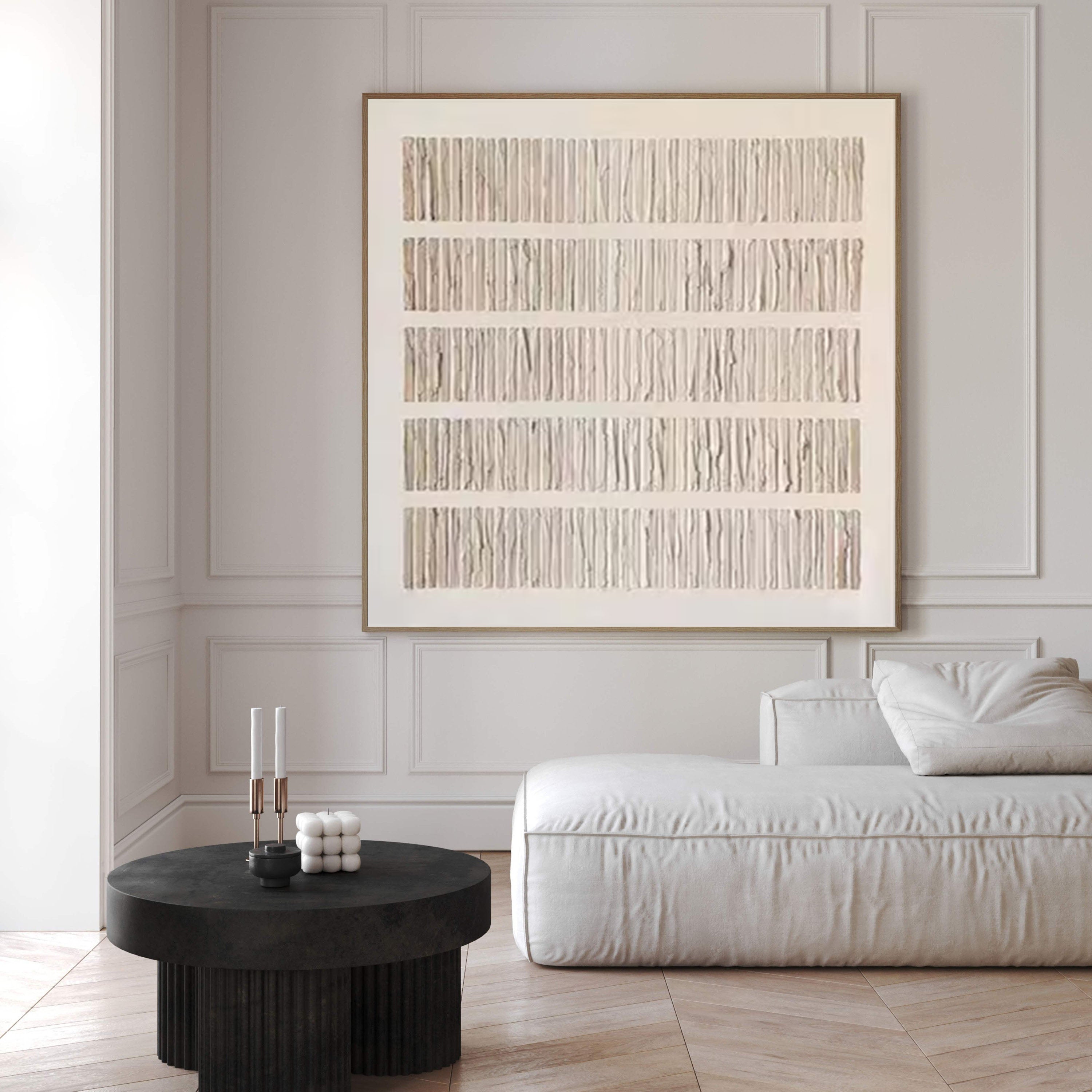 Neutral Toned Wabi Sabi Wall Art Textured Lines Painting #MMA 184