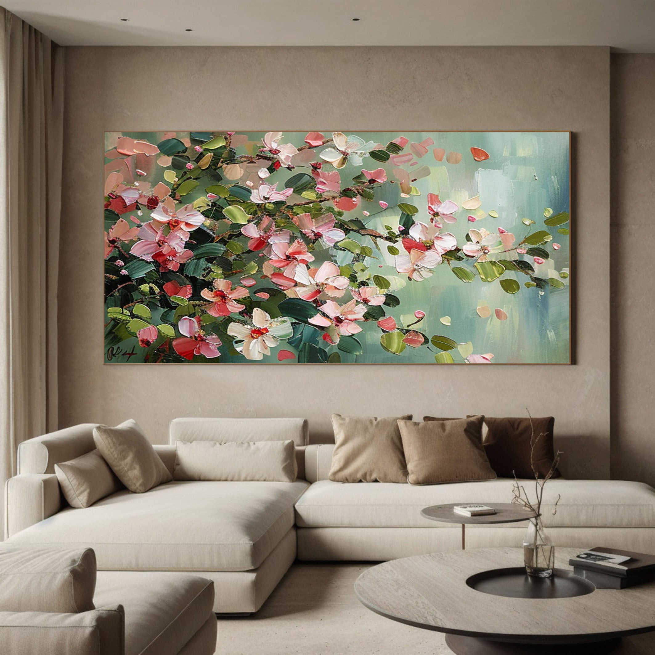 Summer Flowers Abstract Painting Bright Wall Decor #FT 010