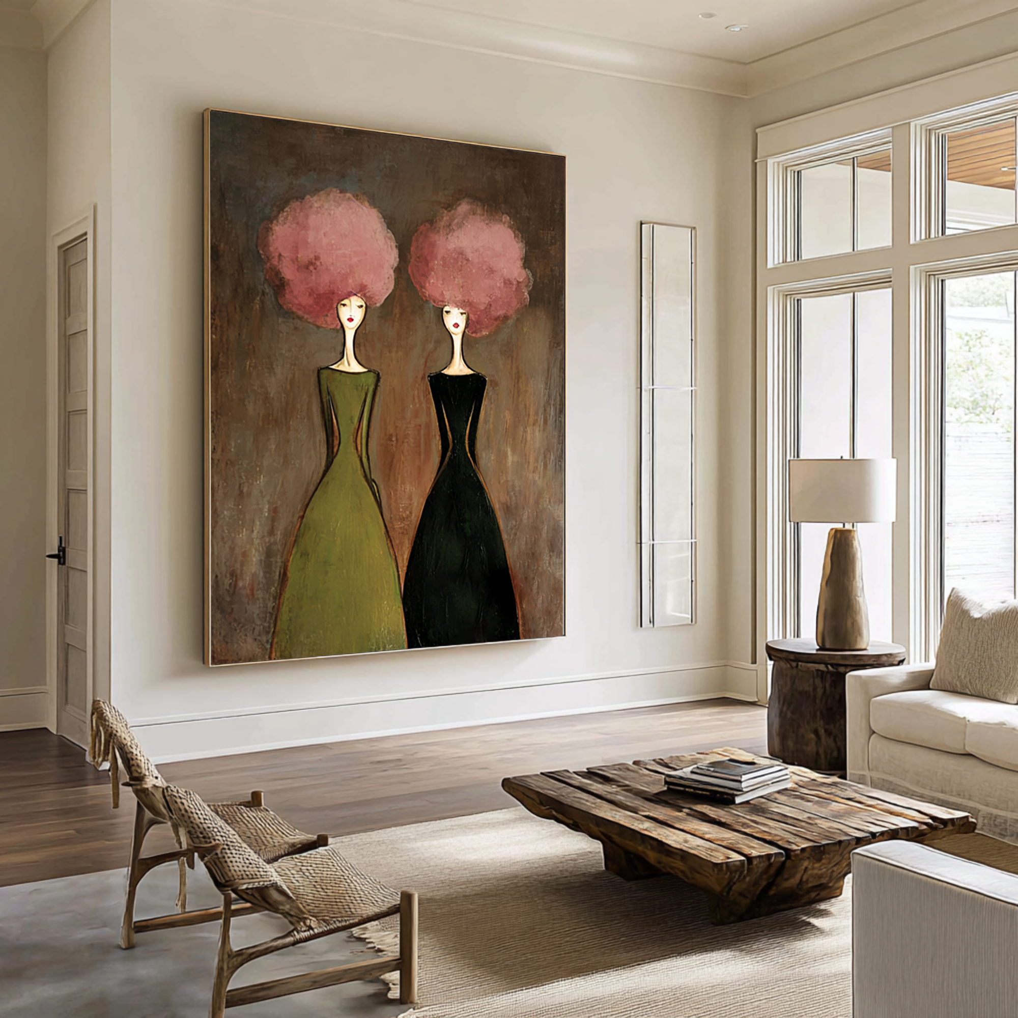 Minimal Figurative Oil Painting with Soft Pink Details #CZ 052