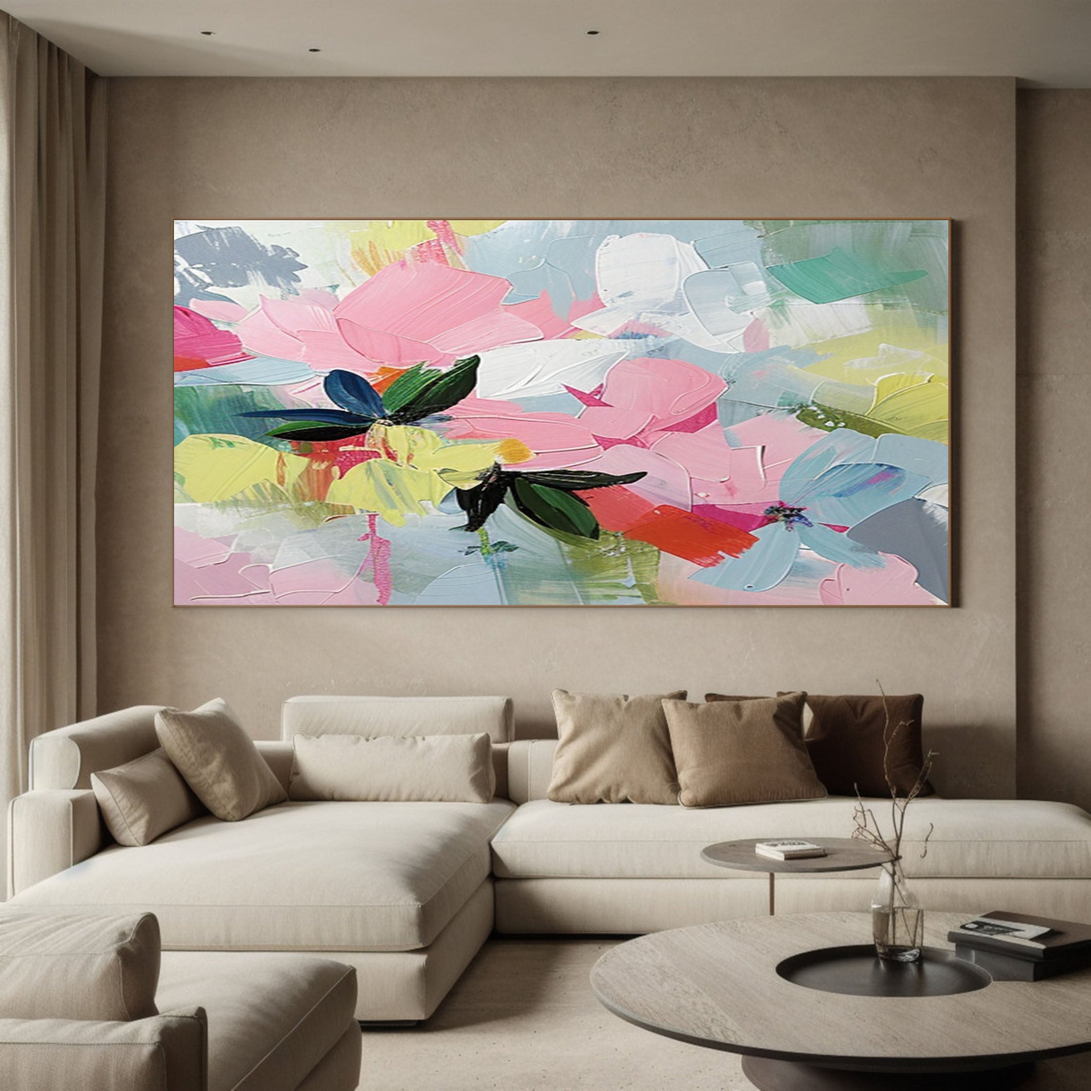 Exotic Bloom Abstract Art Bright Floral Canvas #FT 013