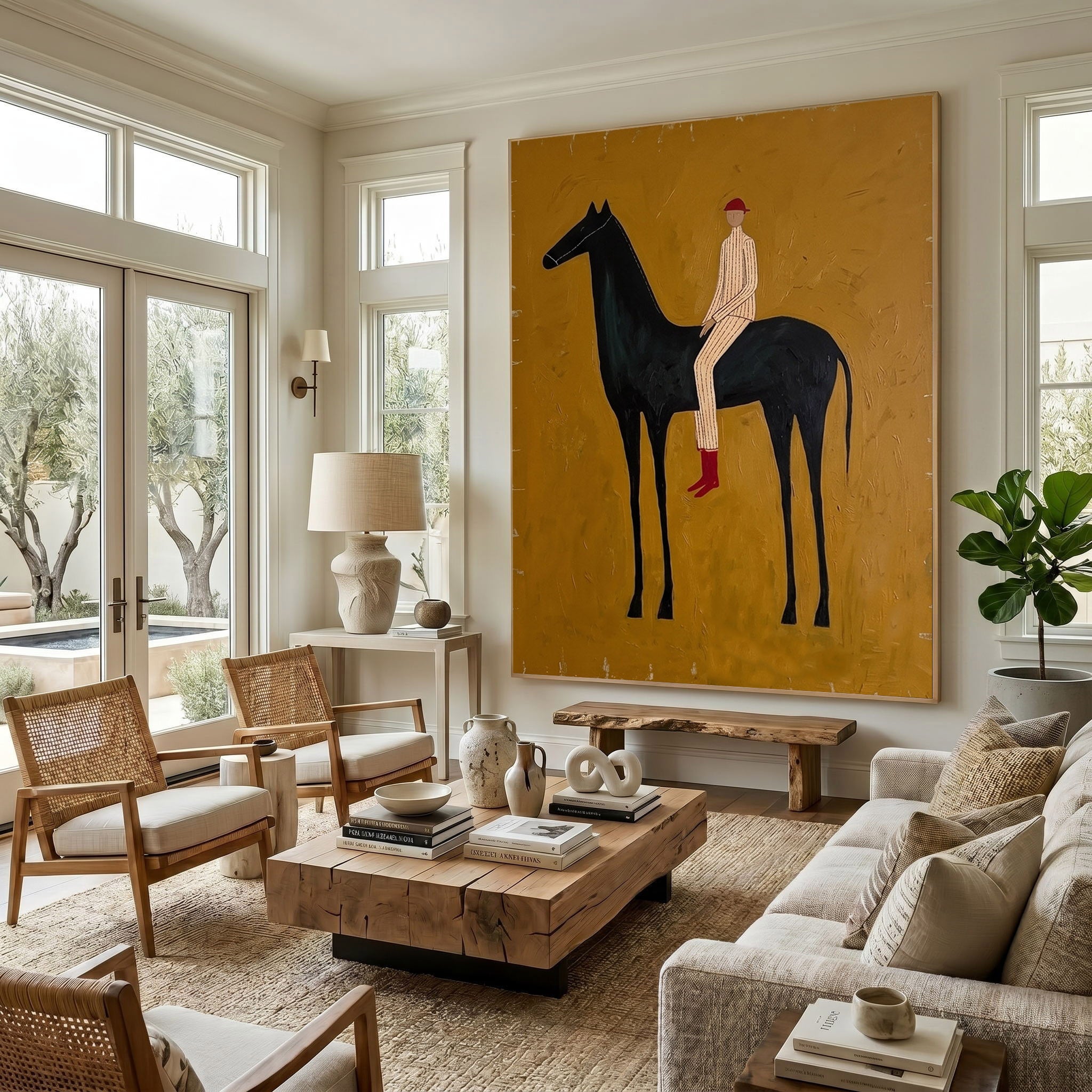 Large Cowboy Horse Wall Art Modern Western Contemporary Canvas Painting