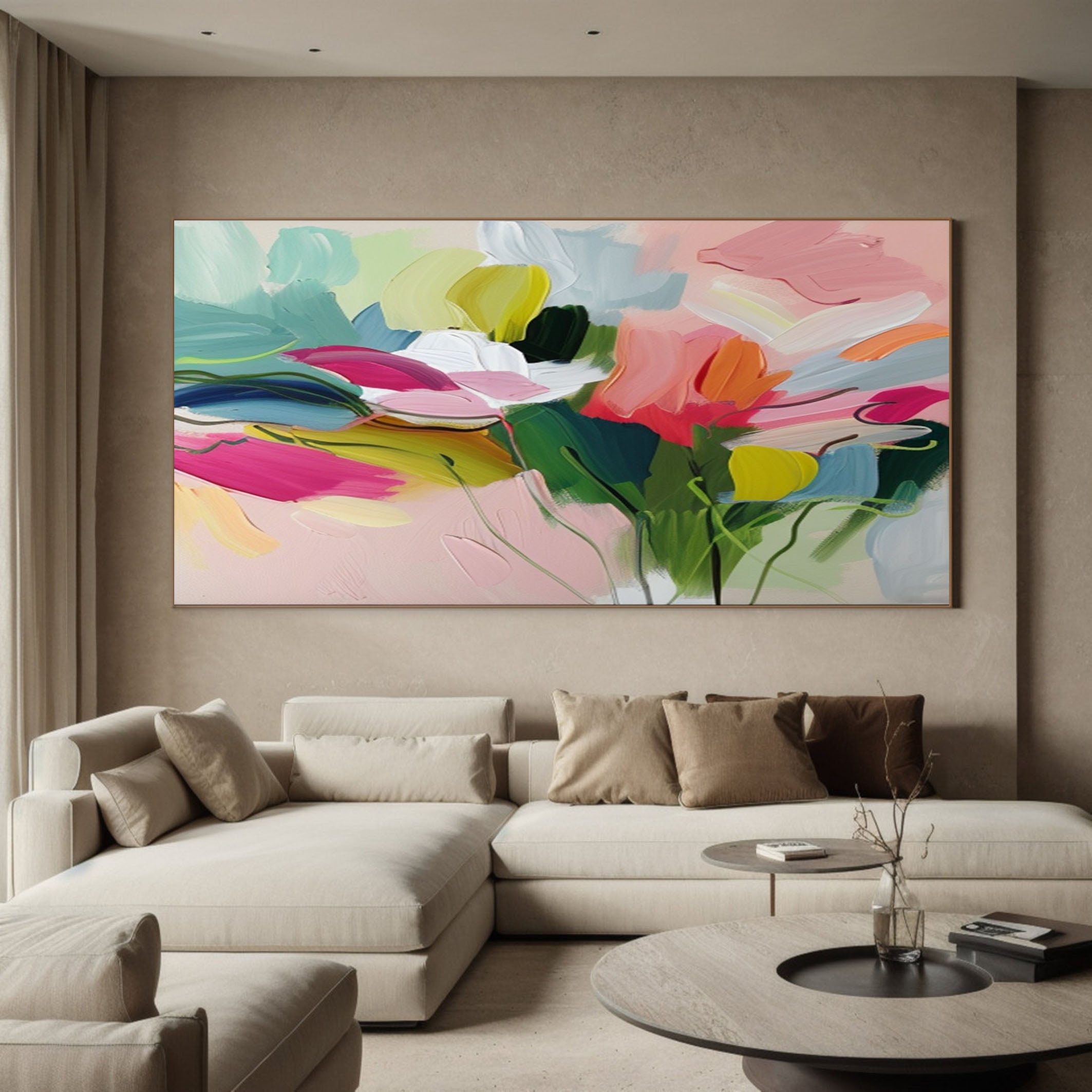 Exotic Bloom Abstract Art Bright Floral Canvas #FT 014