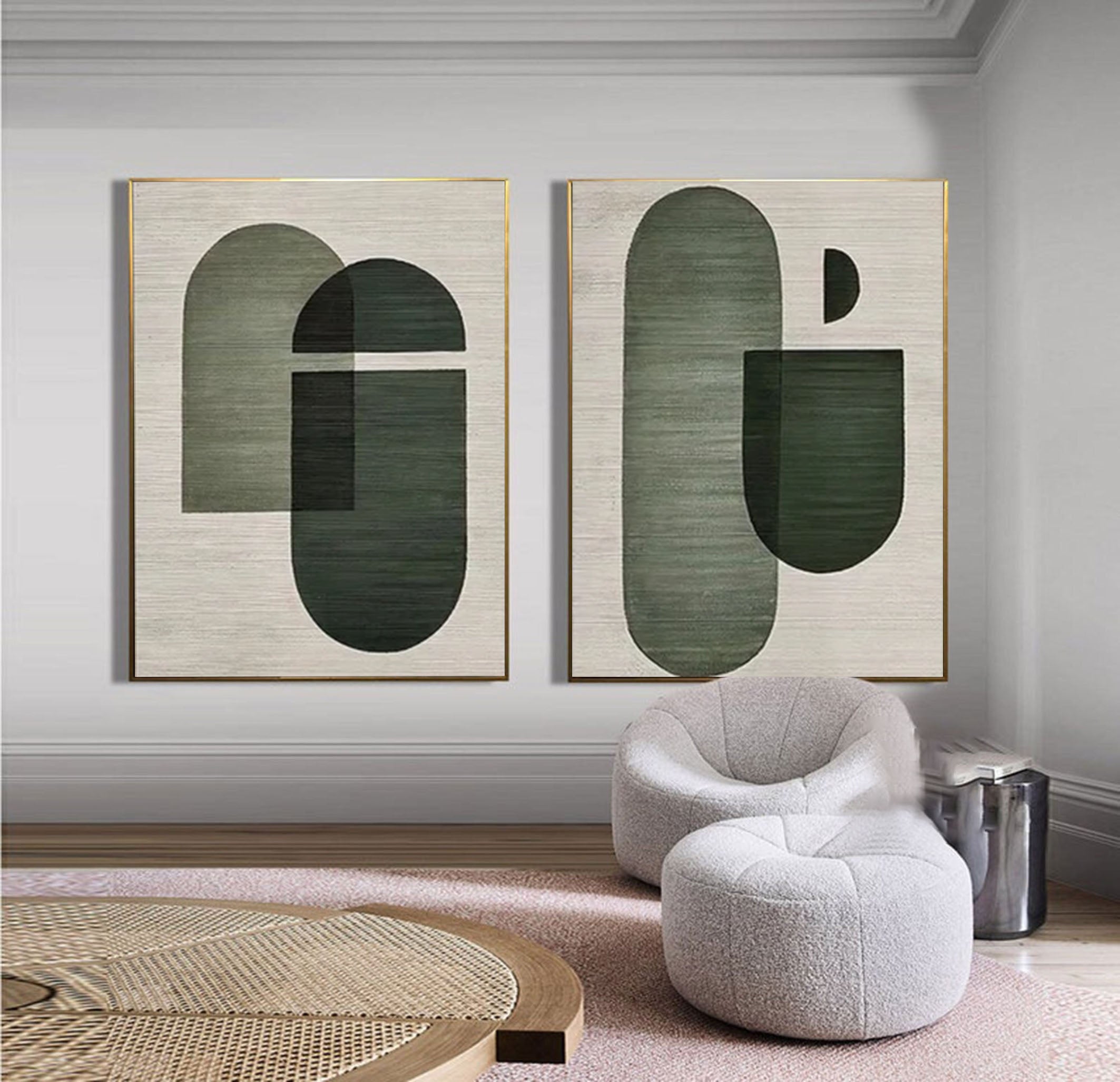 Modern Abstract Geometric Wabi Sabi Wall Art Set Of 2 #MMAS 066