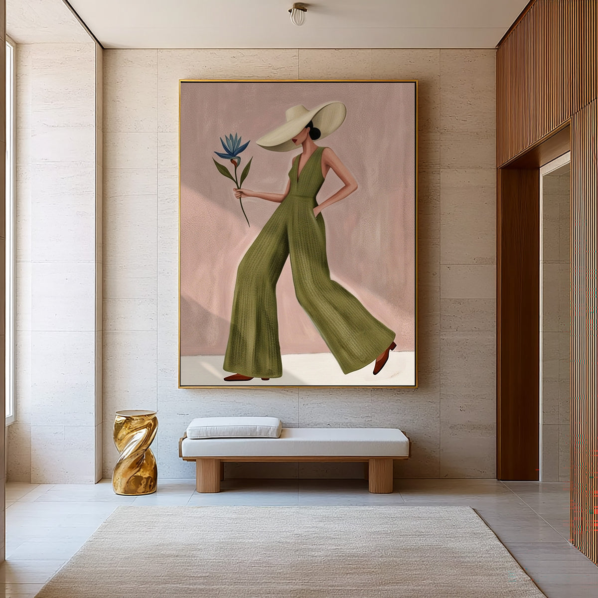 Chic Woman Painting Summer Fashion Wall Art