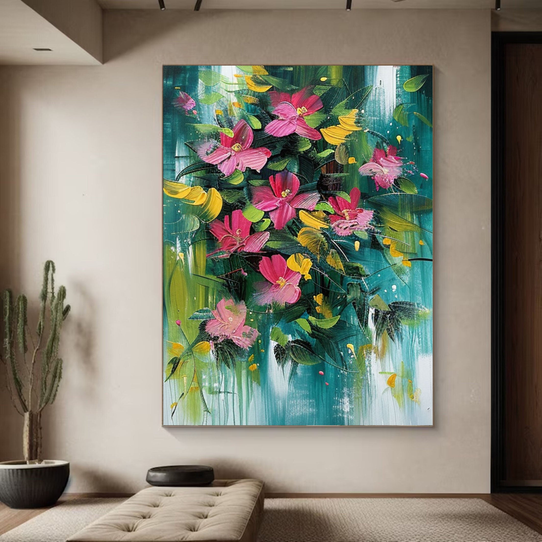 Vibrant Garden Floral Wall Art Modern Abstract Flowers #FT 005