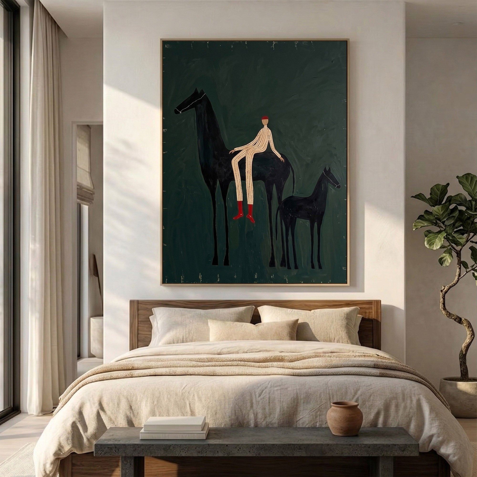 Large Cowboy Horse Wall Art Contemporary Western Ranch Painting 