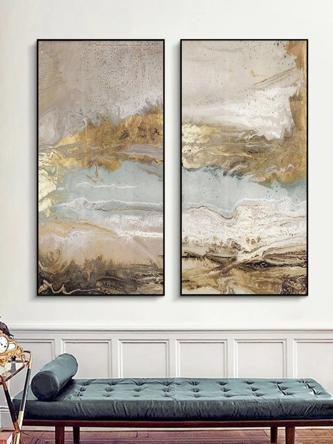 Abstract Textured Landscape Beige Wall Art Set of 2 #AP 118