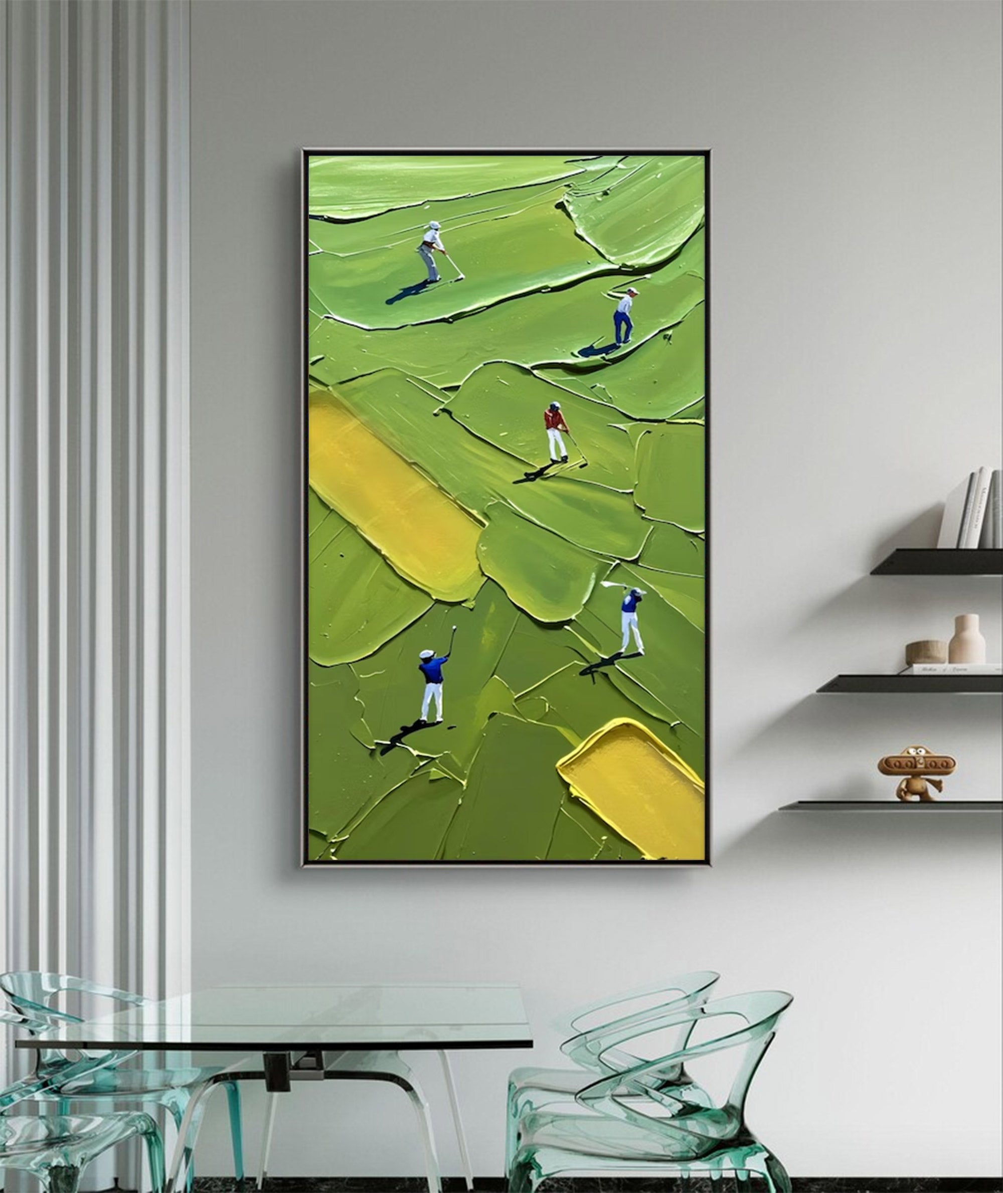 Large Green Impasto Sports Art | KeiraArt #AG 129