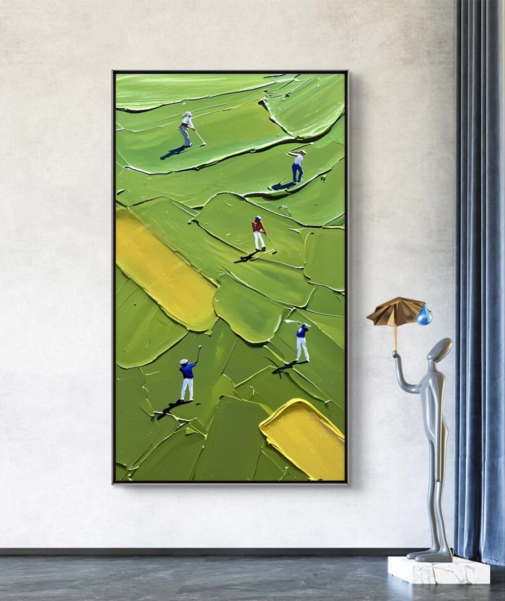 Large Green Impasto Sports Art | KeiraArt #AG 129