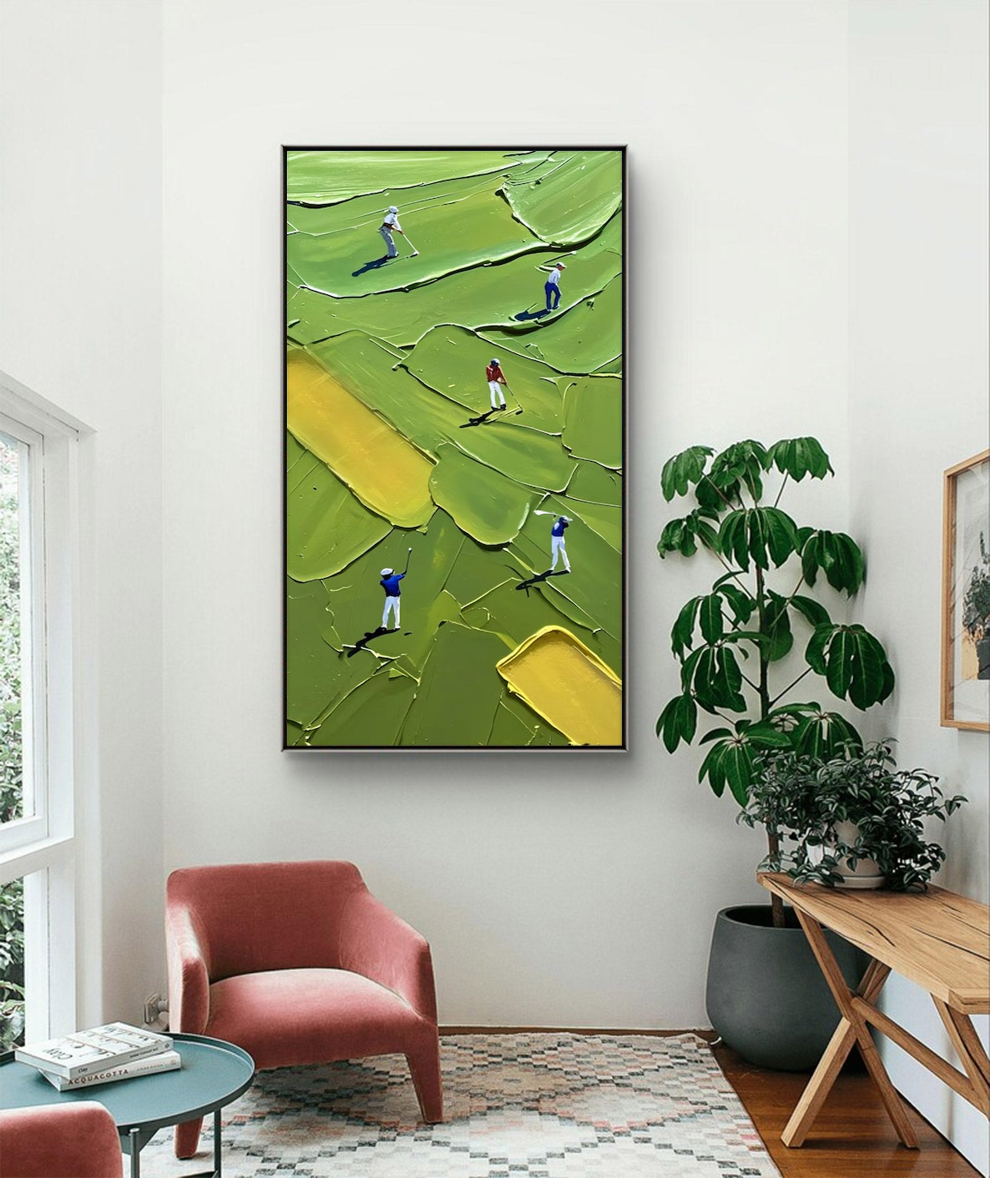 Large Green Impasto Sports Art | KeiraArt #AG 129