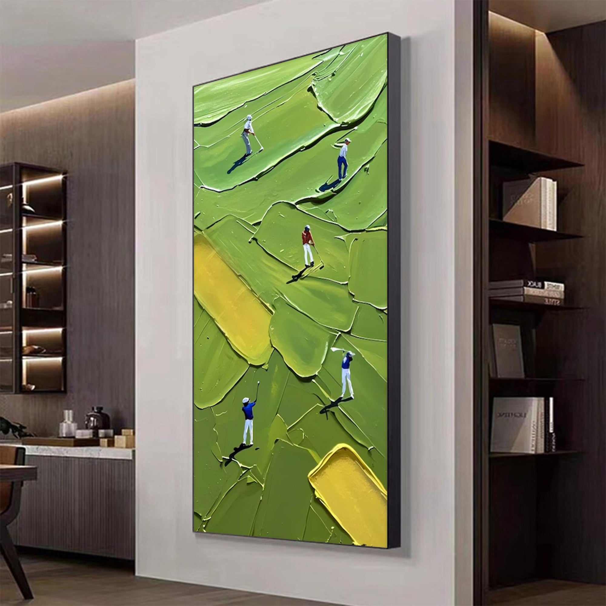 Large Green Impasto Sports Art | KeiraArt #AG 129