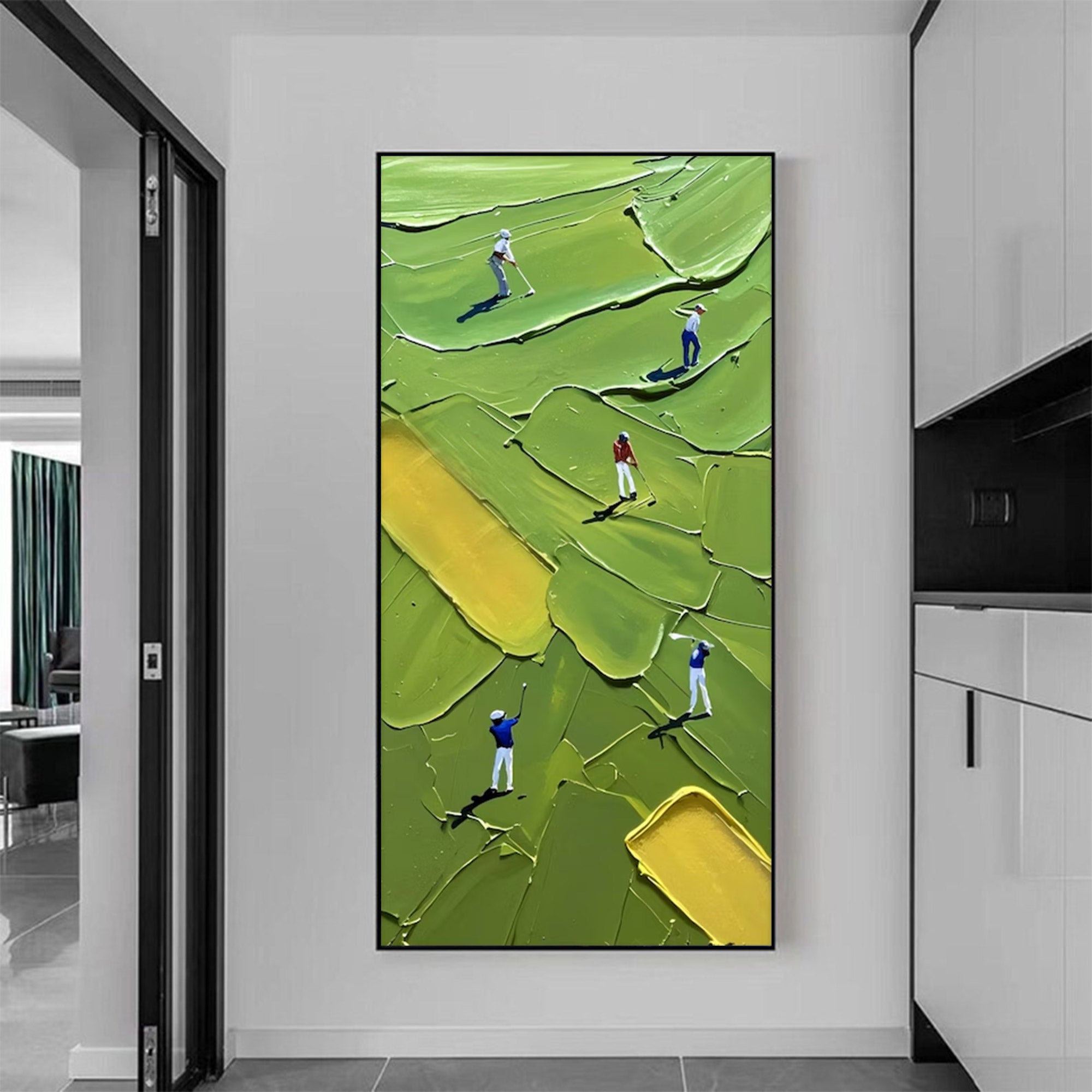 Large Green Impasto Sports Art | KeiraArt #AG 129