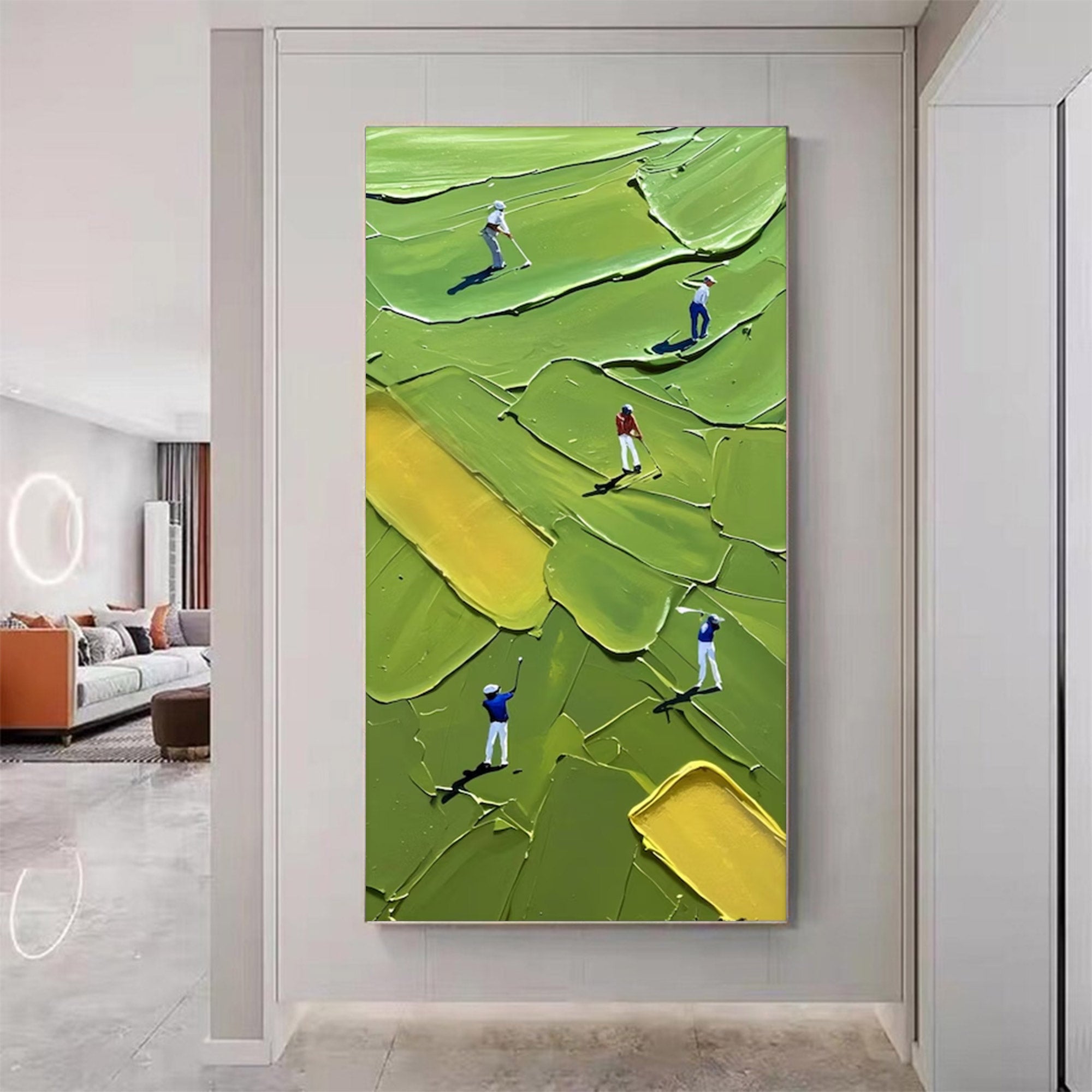 Large Green Impasto Sports Art | KeiraArt #AG 129