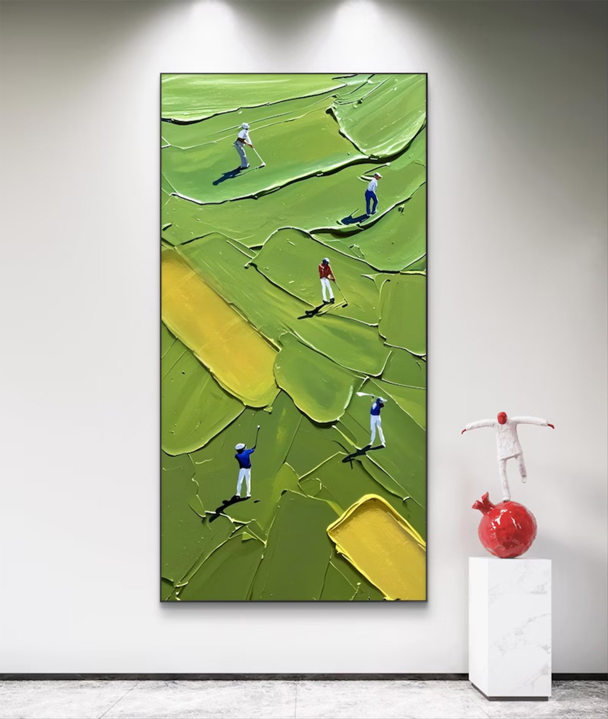 Large Green Impasto Sports Art | KeiraArt #AG 129