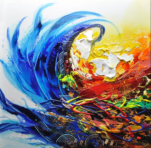 Blue Surge Abstract Expressionist Art on Canvas #AP 036