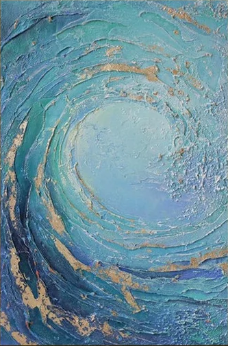 Large Ocean Wave Abstract Art Aqua Blue Canvas for Modern Homes #OS 056