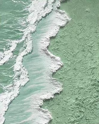 Textured Seafoam Green Art Modern Coastal Wall Decor #OS 068