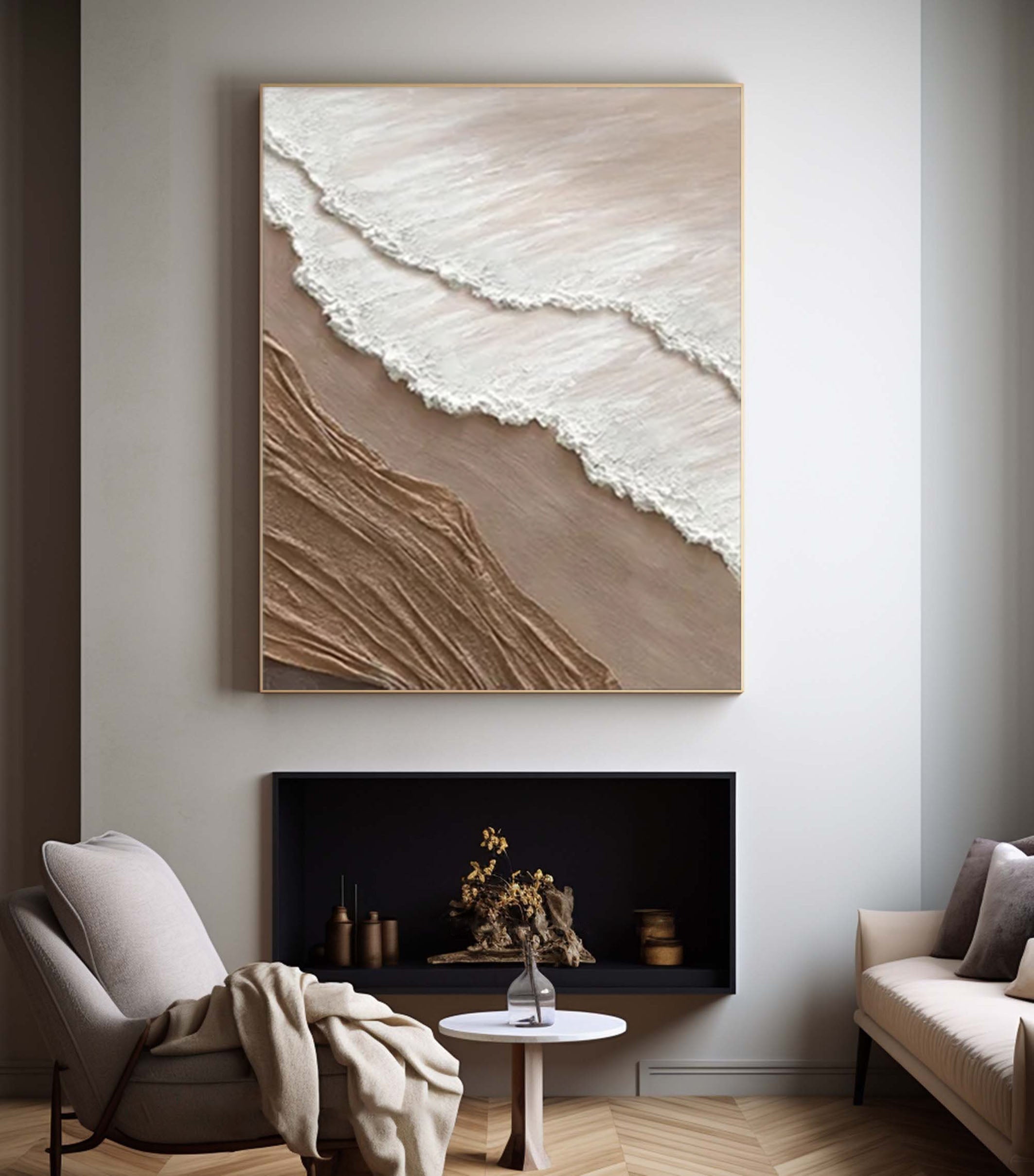 Textured Beach Wall Art Large Coastal Canvas for Modern Home Decor #OS 057