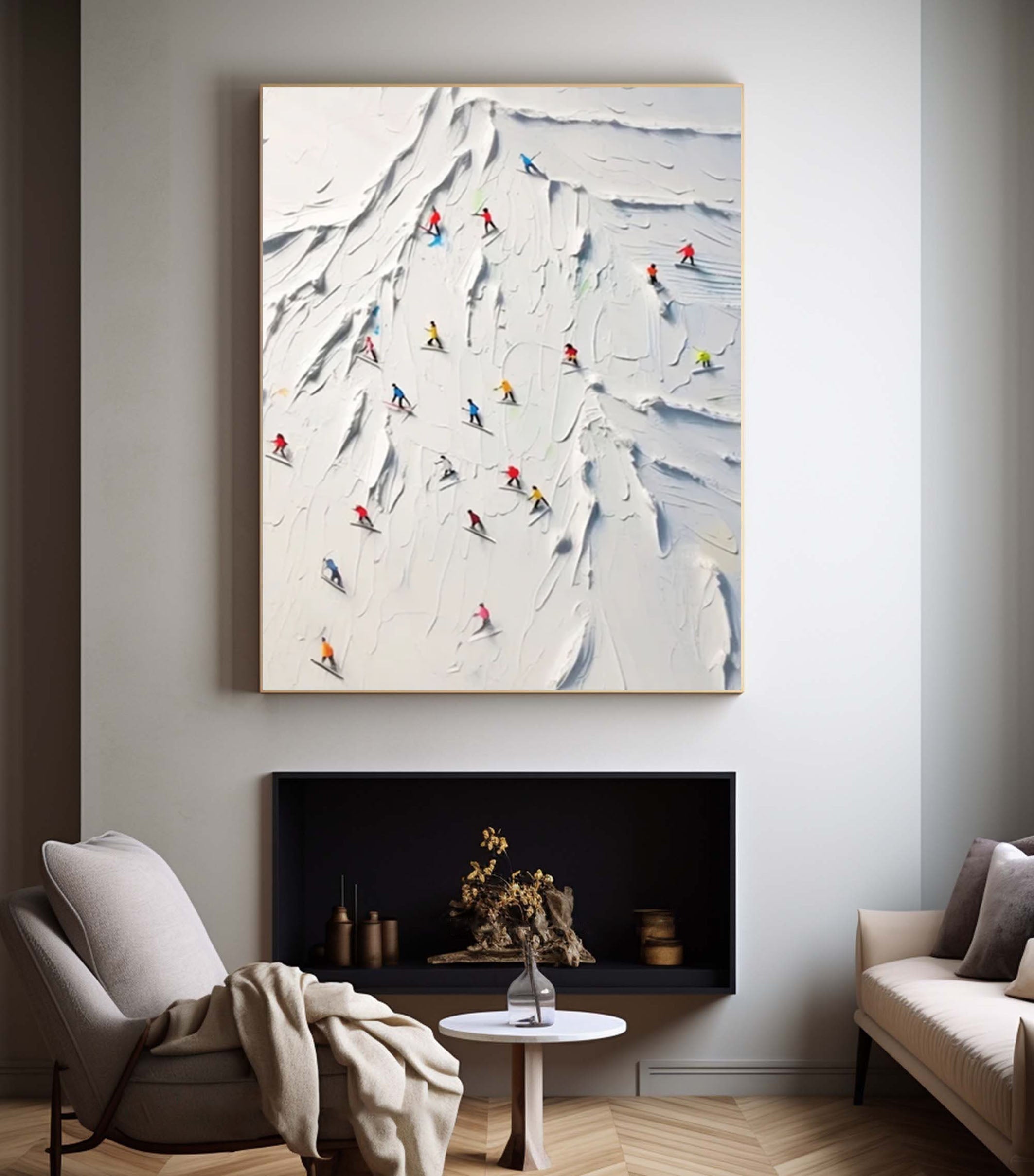 Winter Ascent Dynamic Skier Mountain Canvas Art #ASP 003