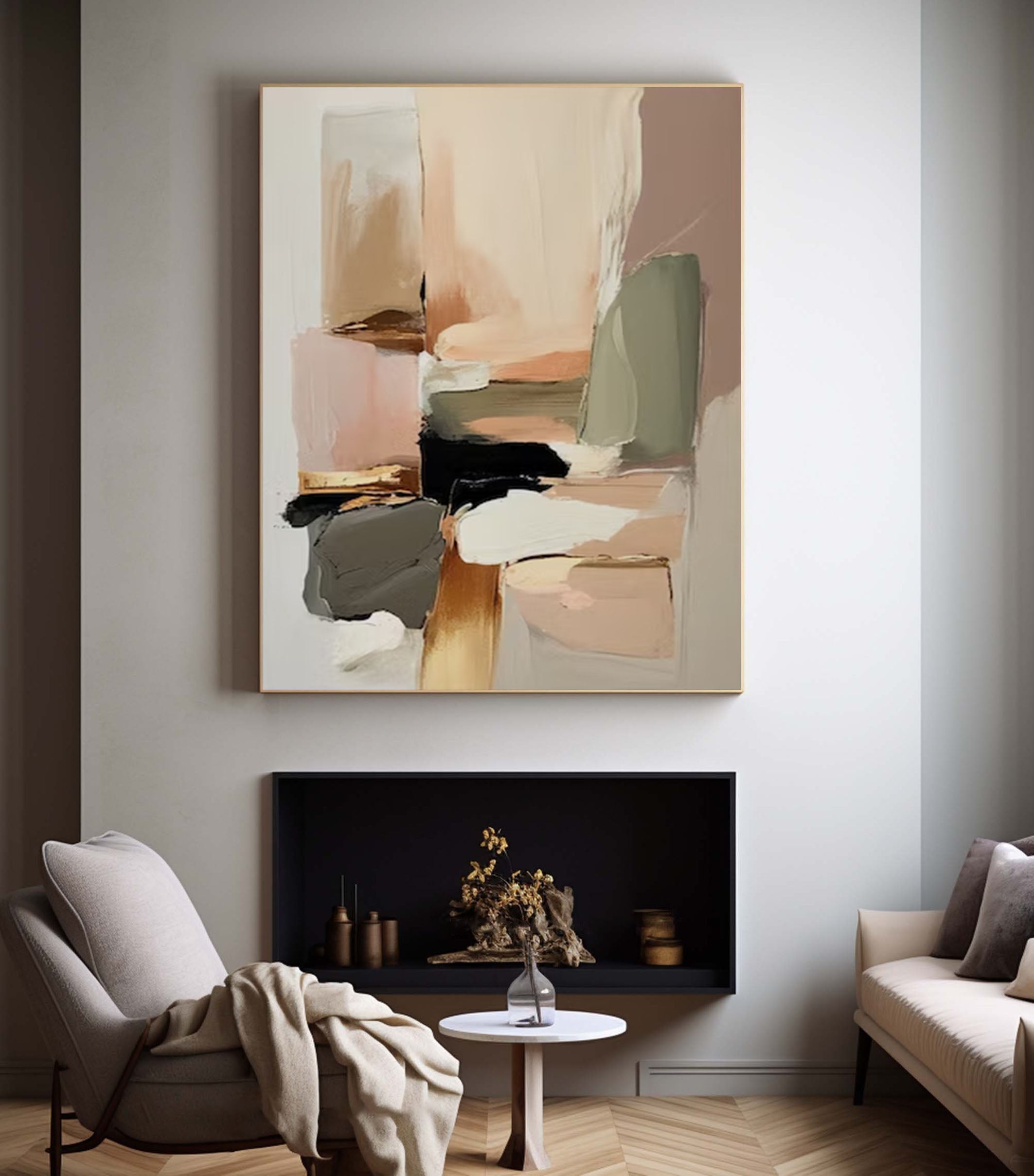 Abstract Neutral Tone Art Soft Pastel Wall Decor for Modern Interiors #AP 058