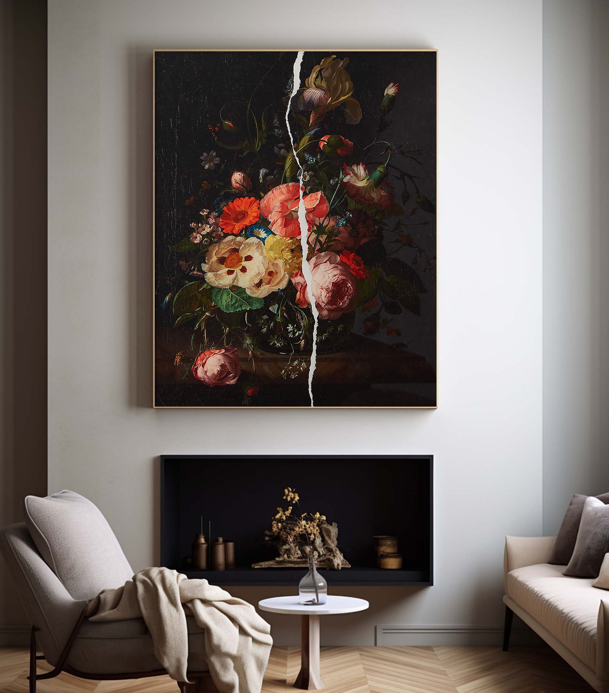 Dark Floral Oil Painting for Modern Homes #FT 059