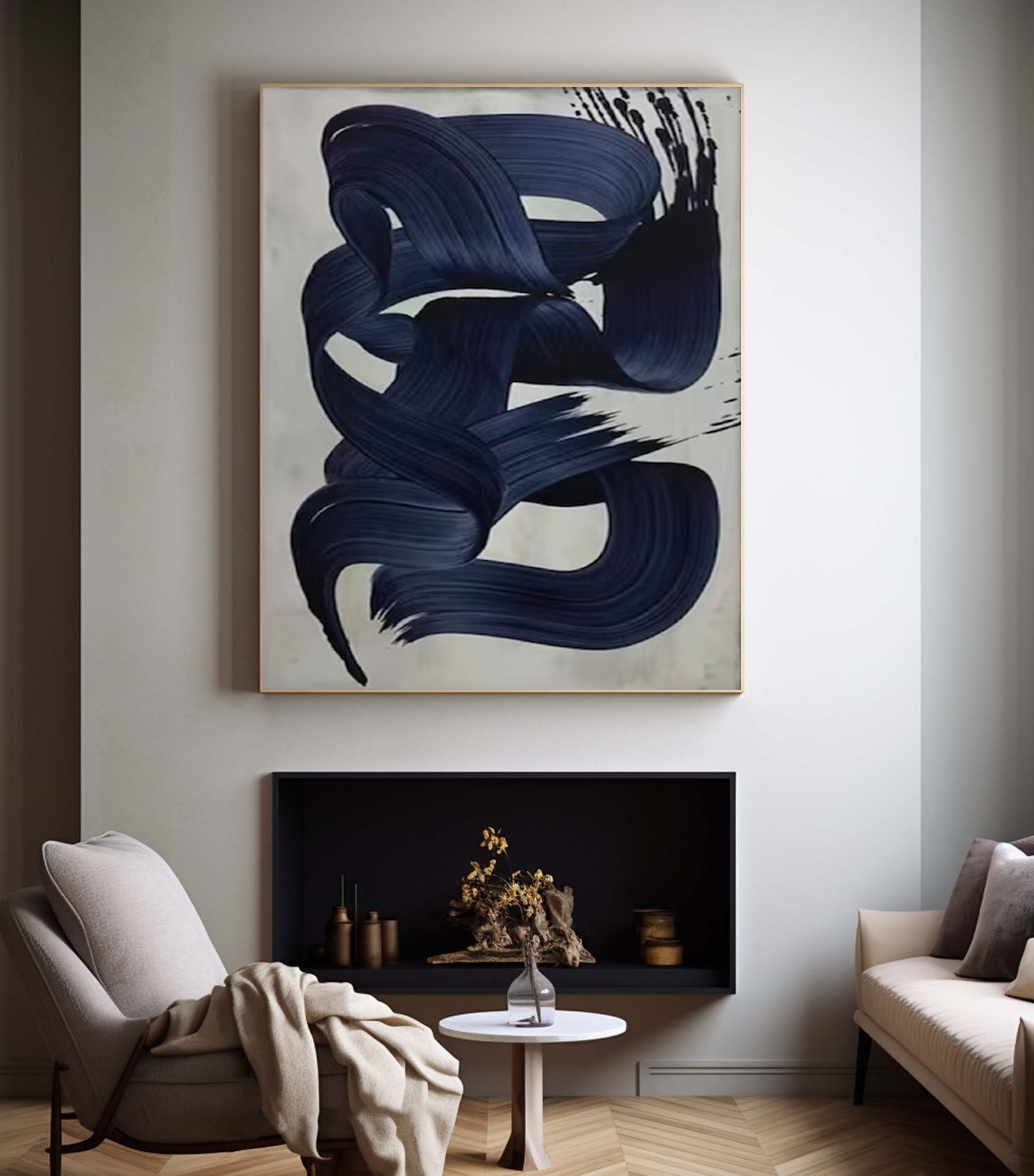 Azure Swoops Modern Abstract Artwork in Blue #MMA 167