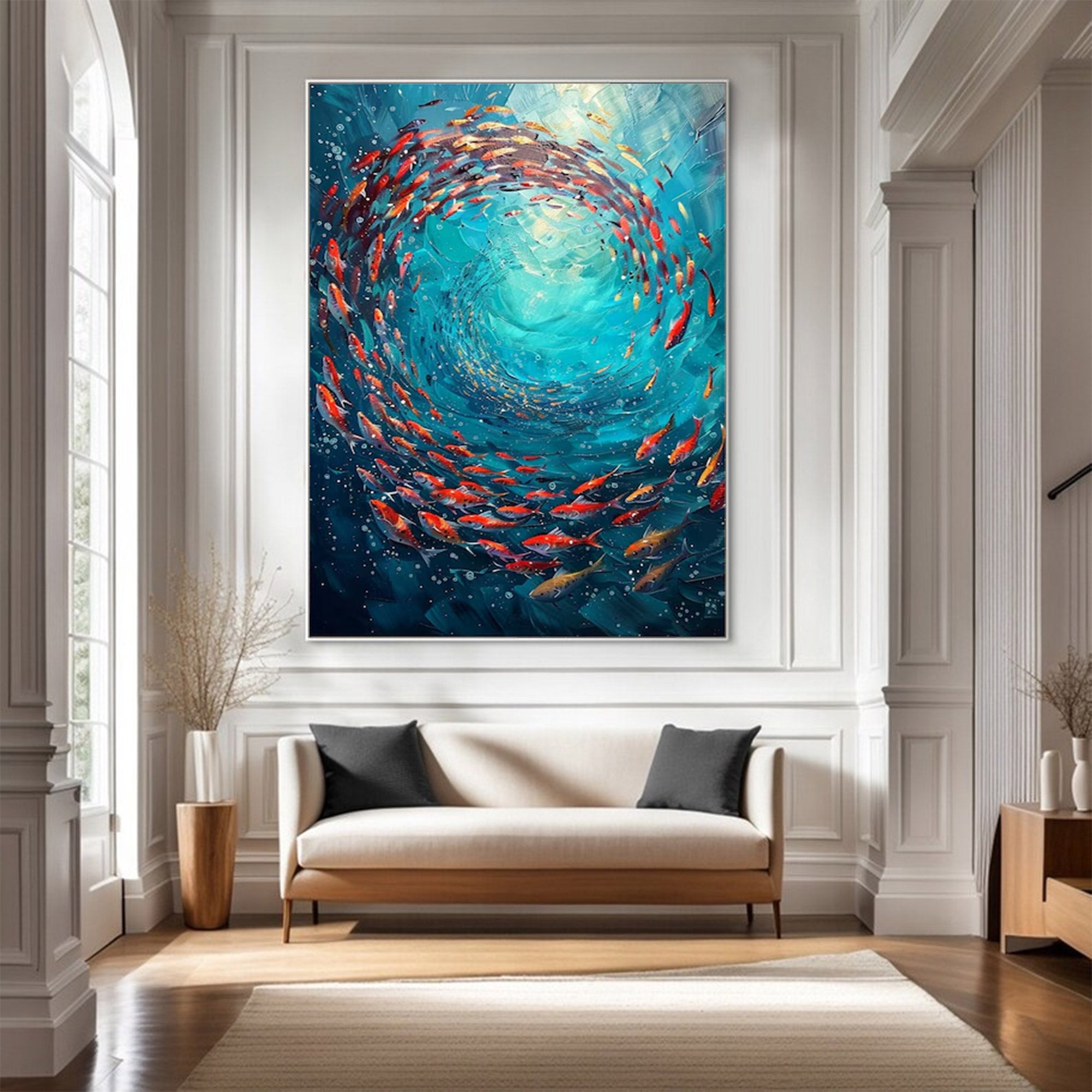 Large Abstract Fish School Art | KeiraArt #AG 150