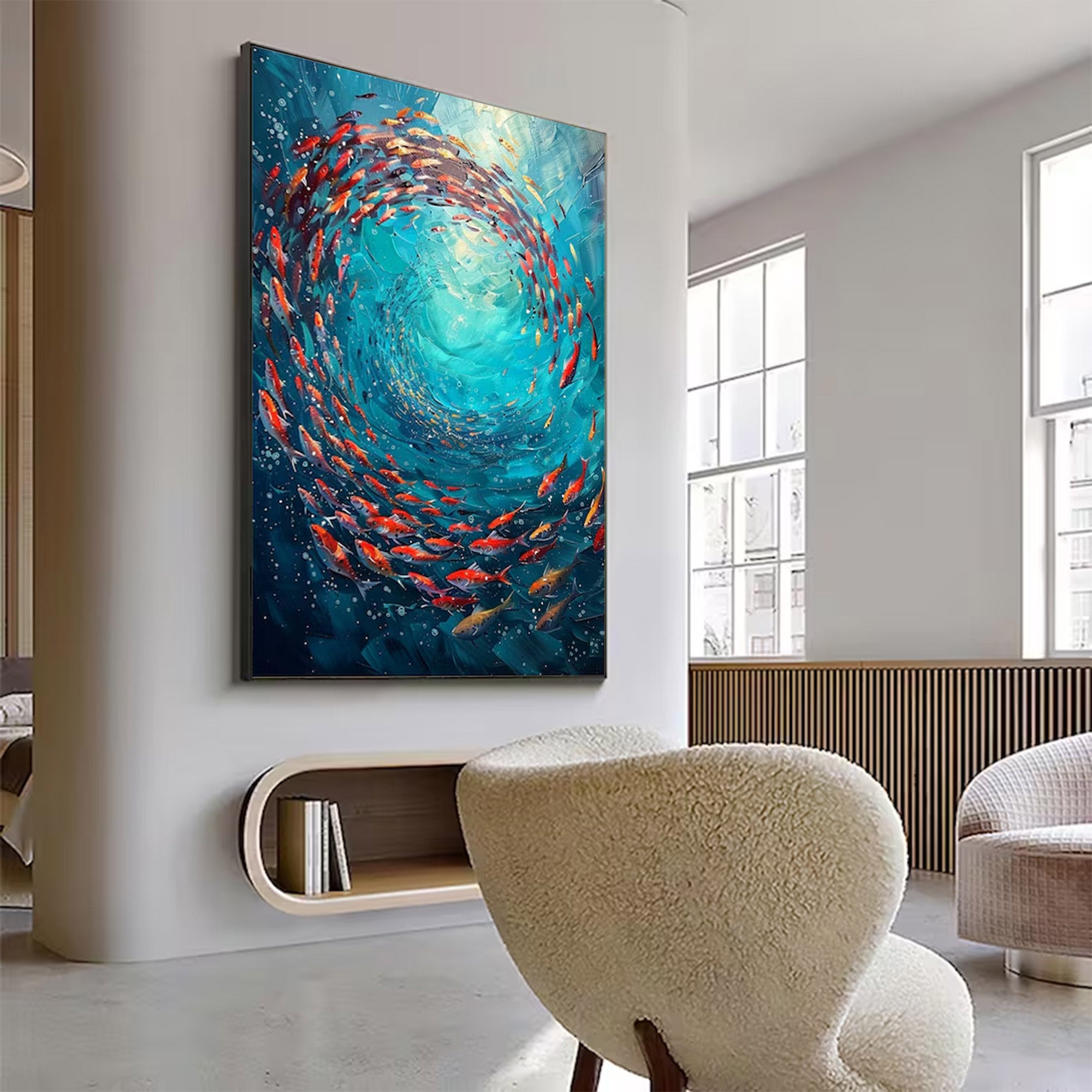 Large Abstract Fish School Art | KeiraArt #AG 150