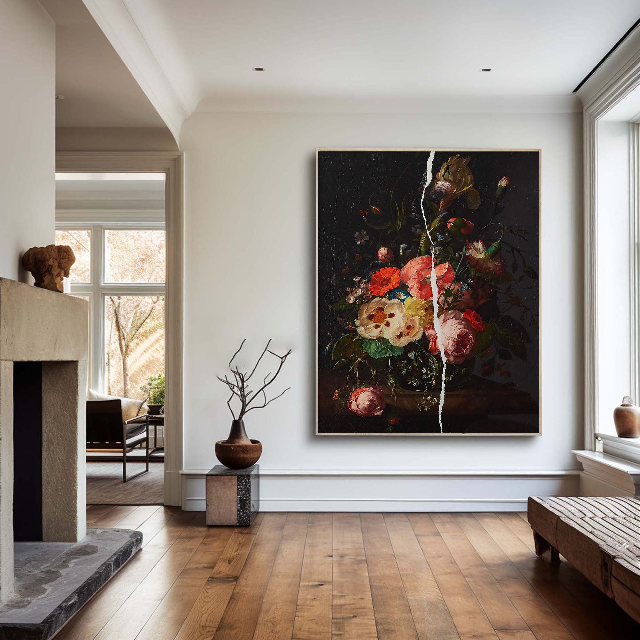 Dark Floral Oil Painting for Modern Homes #FT 059