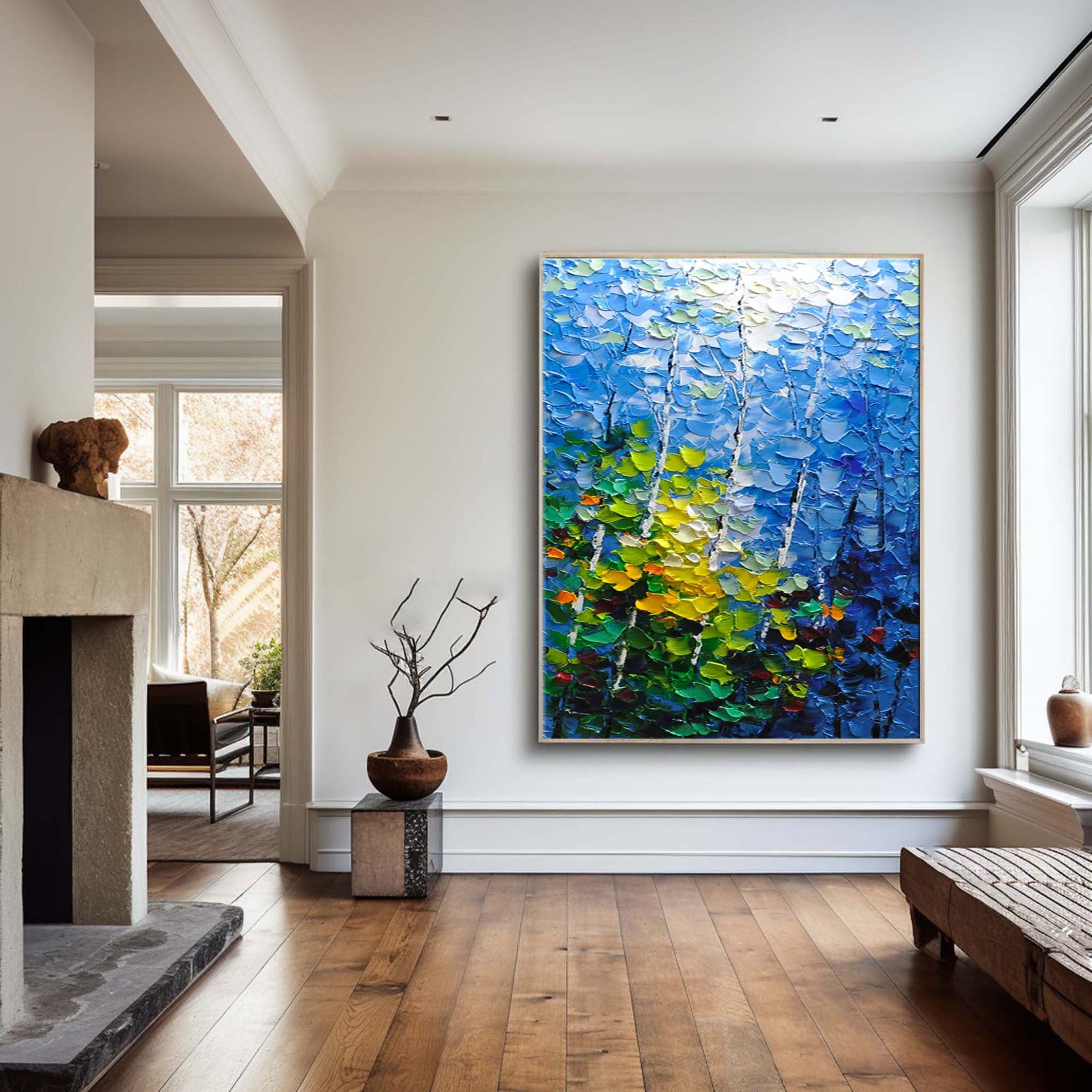 Seasonal Whispers Colorful Leaf Abstract Painting For Home Decor #FT 050