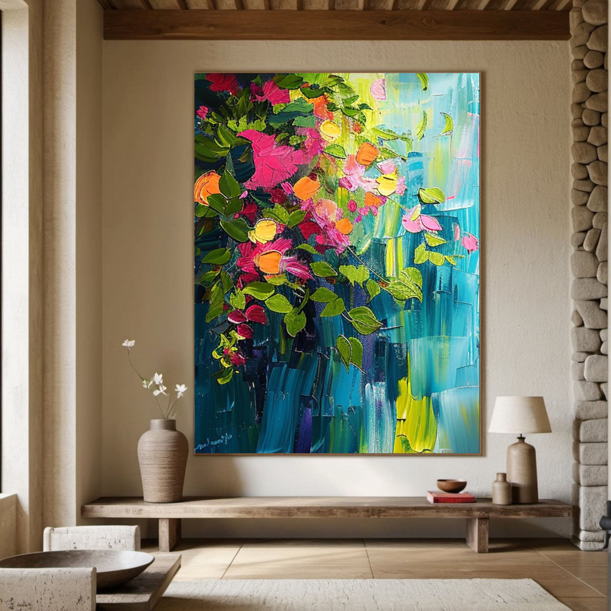 Vibrant Garden Floral Wall Art Modern Abstract Flowers #FT 006