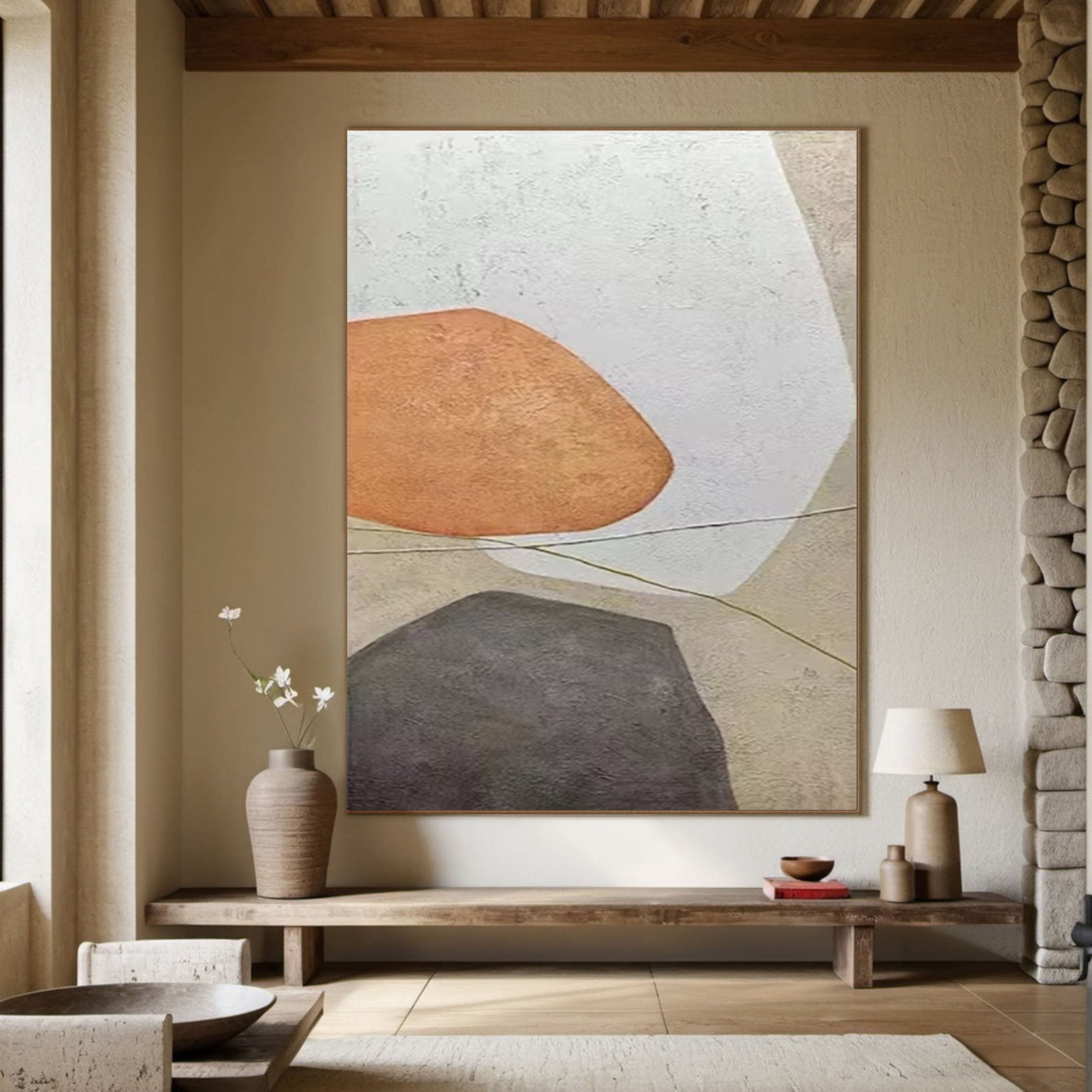 Earthen Harmony Abstract Geometric Art with Natural Tones #MCP 028