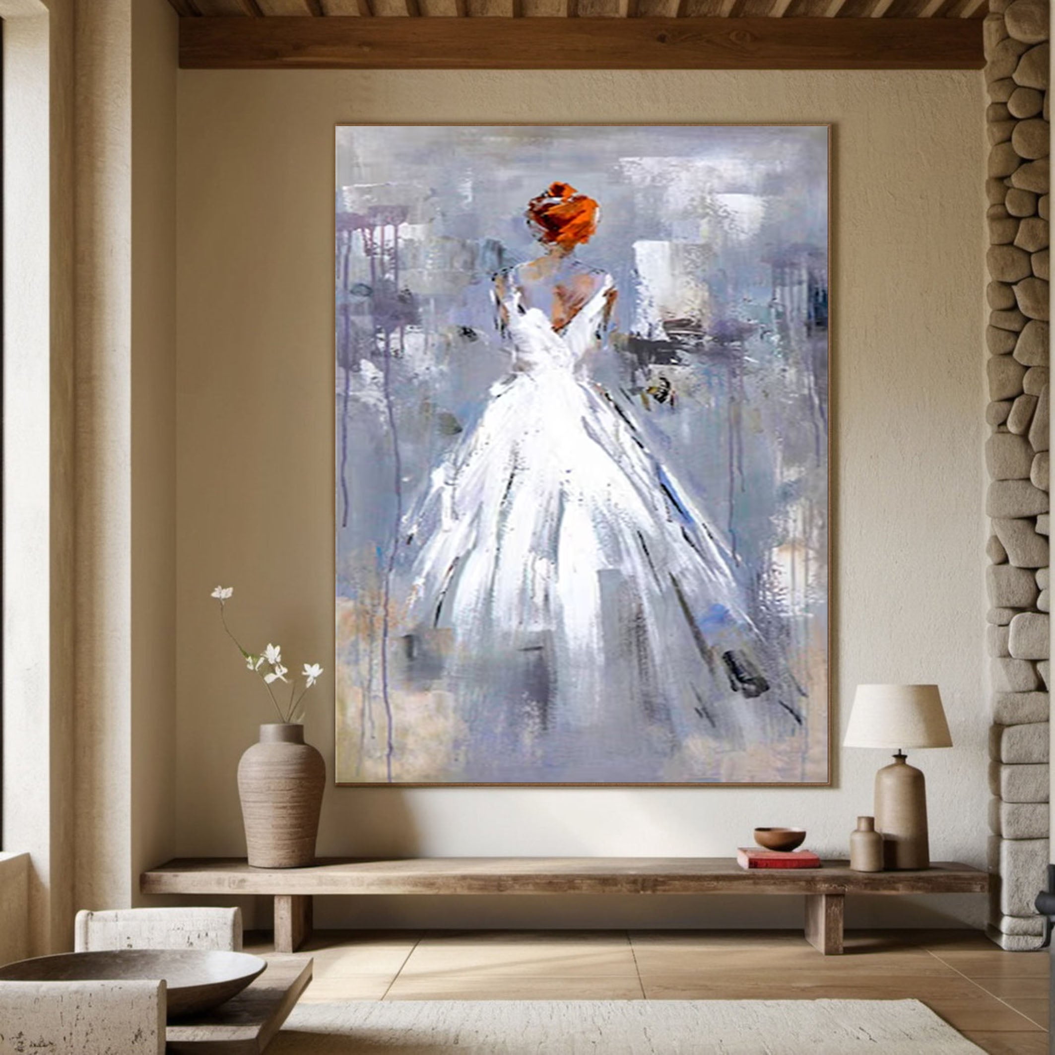 Abstract Wedding Dress Painting Modern Hand-Painted Wall Art #APP 015